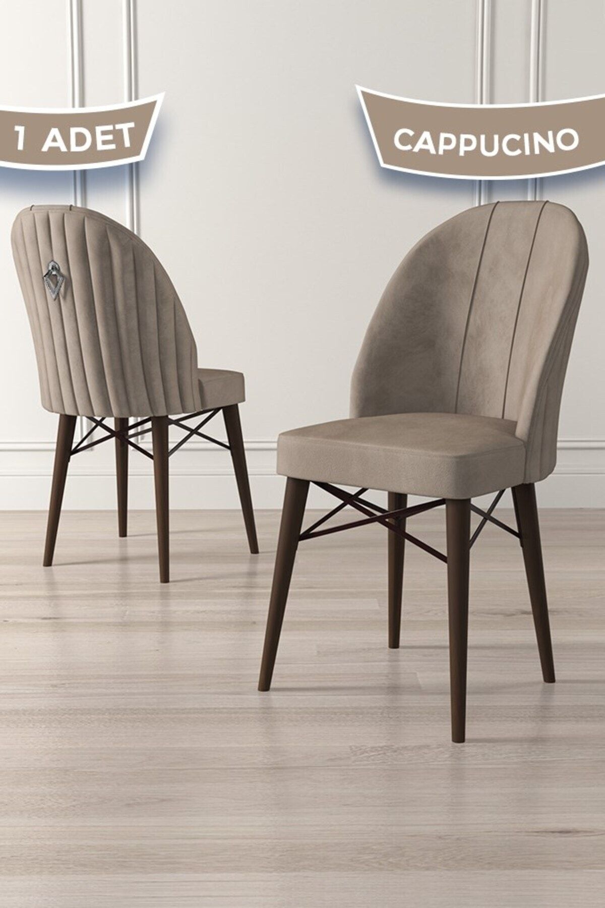Canisa Concept Ritim Serisi 1 Adet Cappucino Sandalye 1.sınıf Babyface Ithal Kumaş Ceviz Gürgen Ayak Gümüş Halkalı
