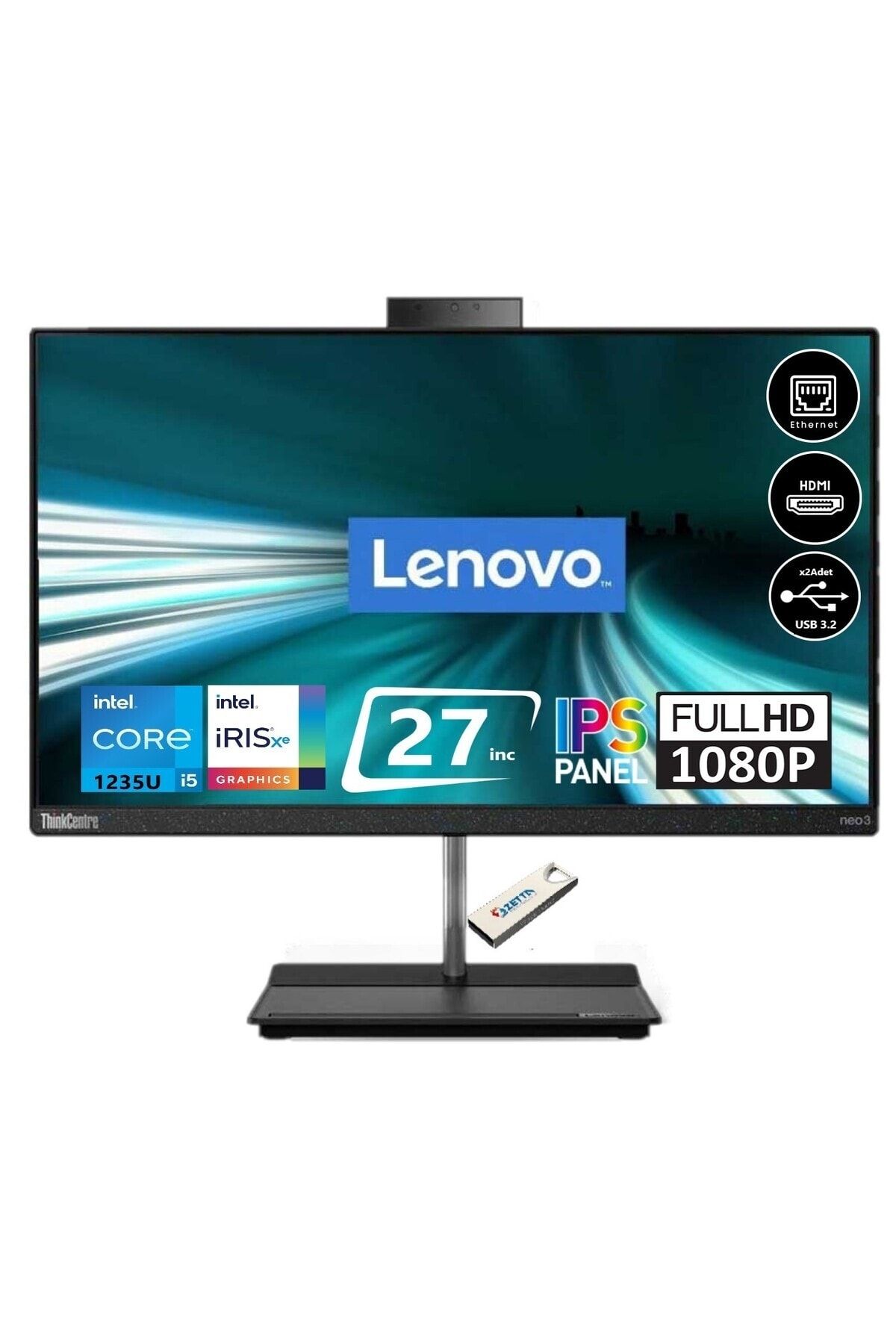 LENOVO Neo 30A Thinkcentre İntel i5 1235U 16GB 256GB SSD 27" Freedos Fhd IPS 12CA0025TX05