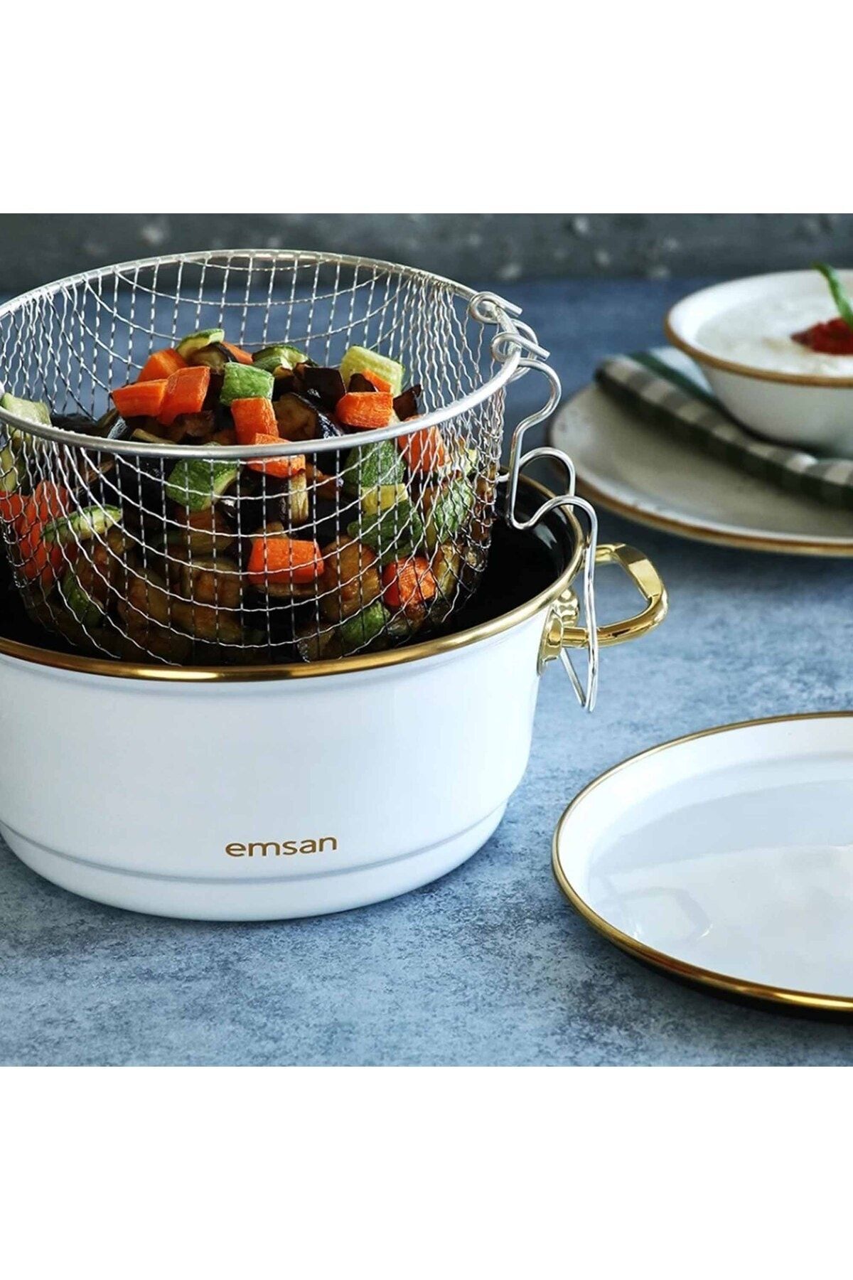 Emsan Troy Emaye Kızartma Tenceresi - Beyaz - 24 cm