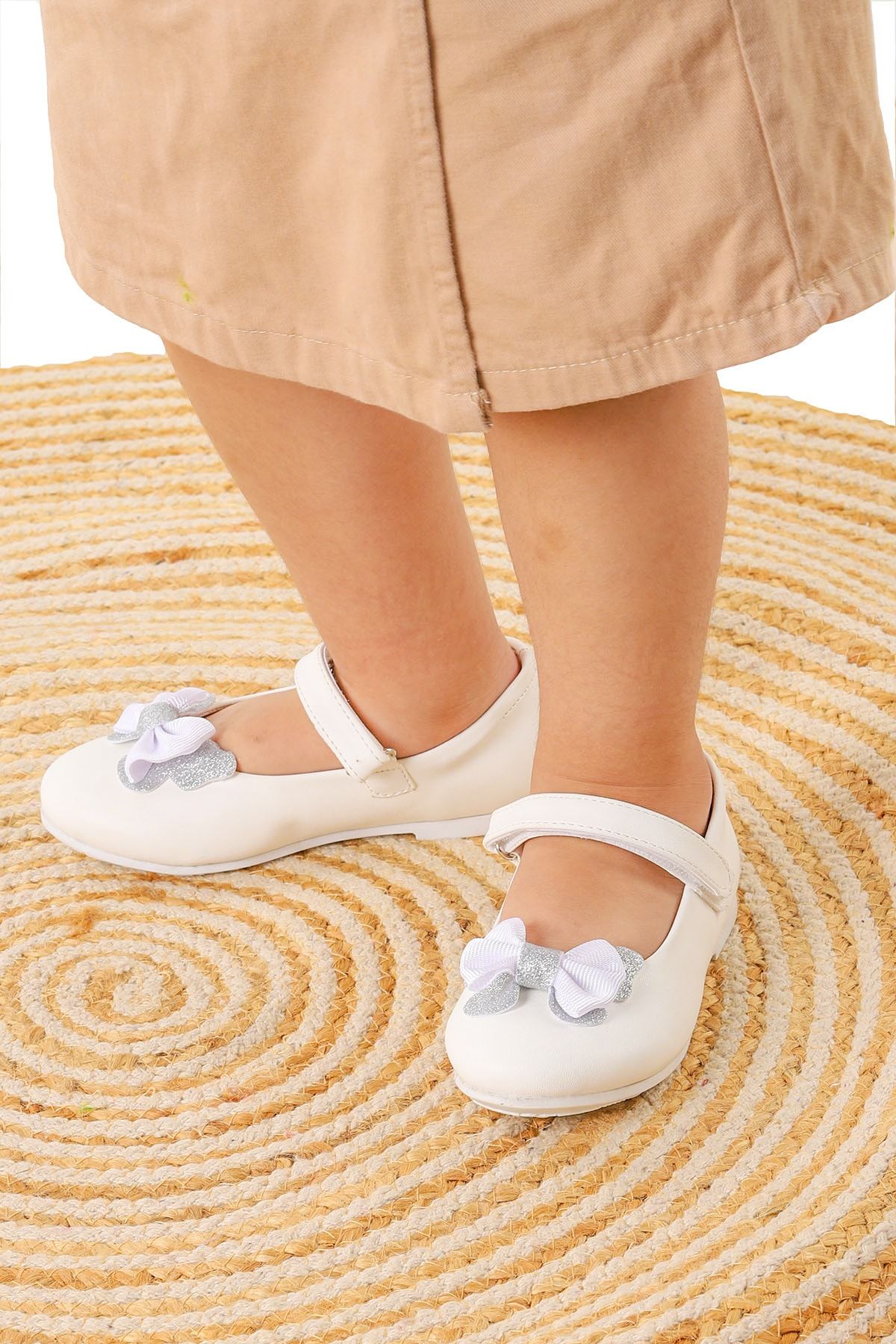 Kiko Kids Taşlı Cırtlı Kız Çocuk Fiyonklu Babet Ayakkabı Ege 204 Cilt