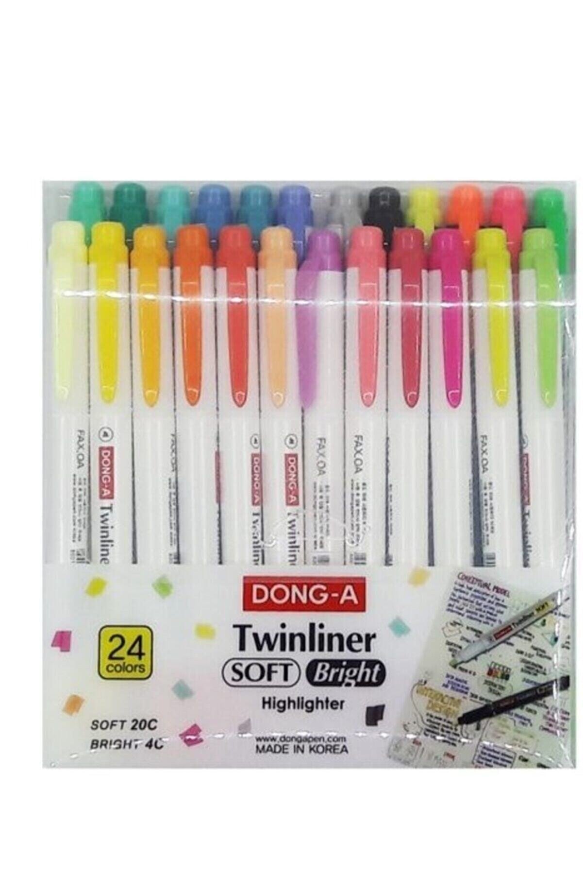 Dong A Donga Twinliner Soft Bright 24 Renk Çift Taraflı Fosforlu Kalem
