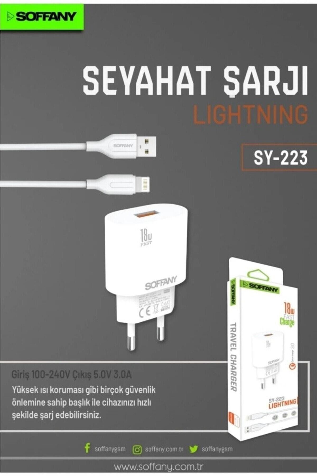 soffany Sy-223 Apple Lightning Seyahat Şarj Aleti