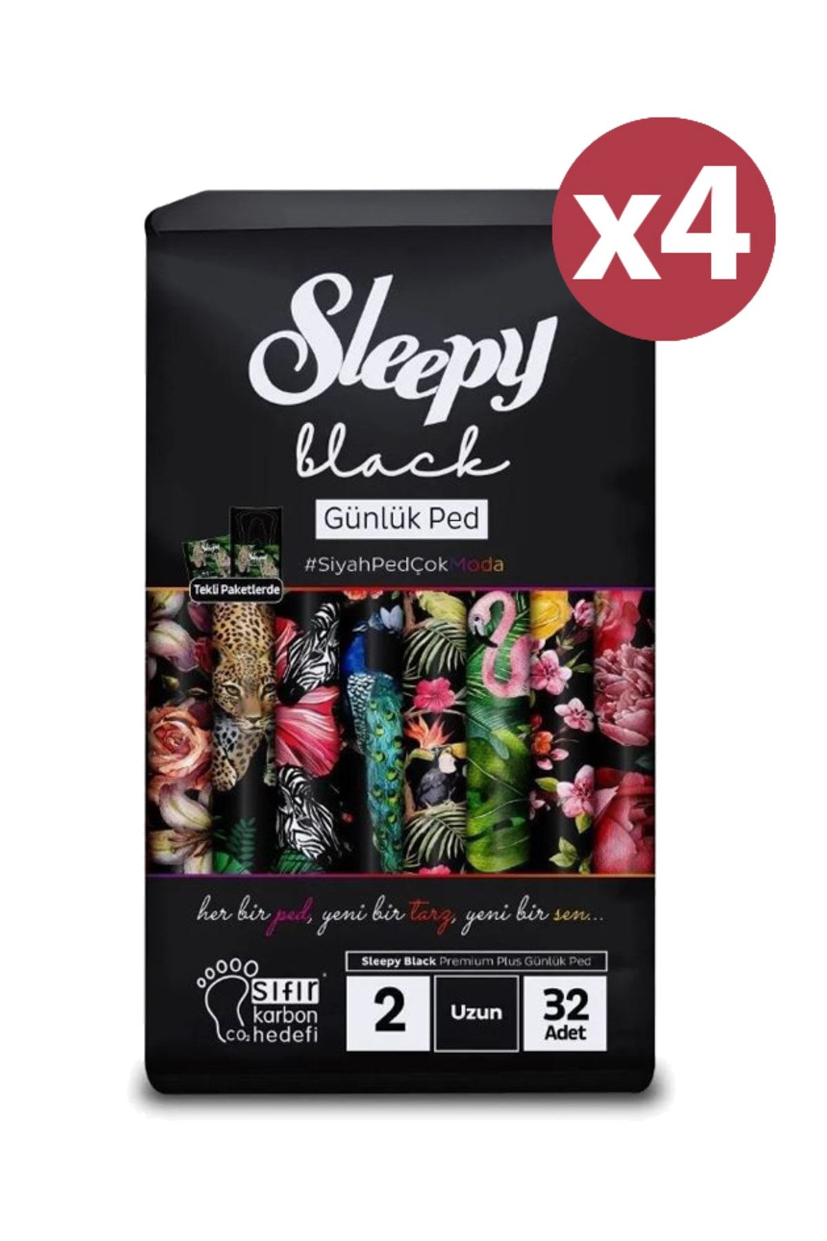 Sleepy Black Premium Plus Günlük Ped Uzun 128 Adet