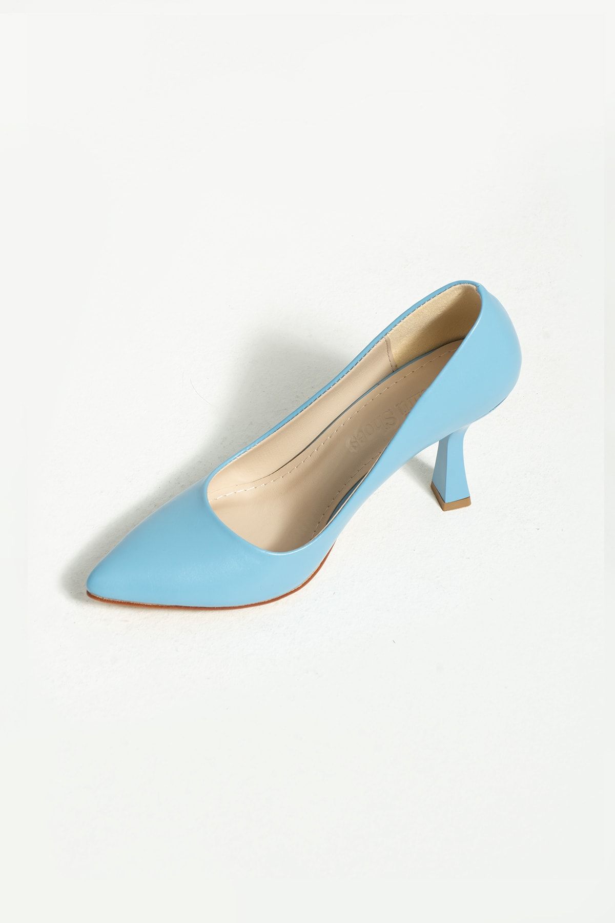 Güllü Shoes Kadın Topuklu Ayakkabı - Yüksek Topuklu Stiletto Rahat Şık Ve Ince Iş Ayakkabısı Mavi 8.5 cm