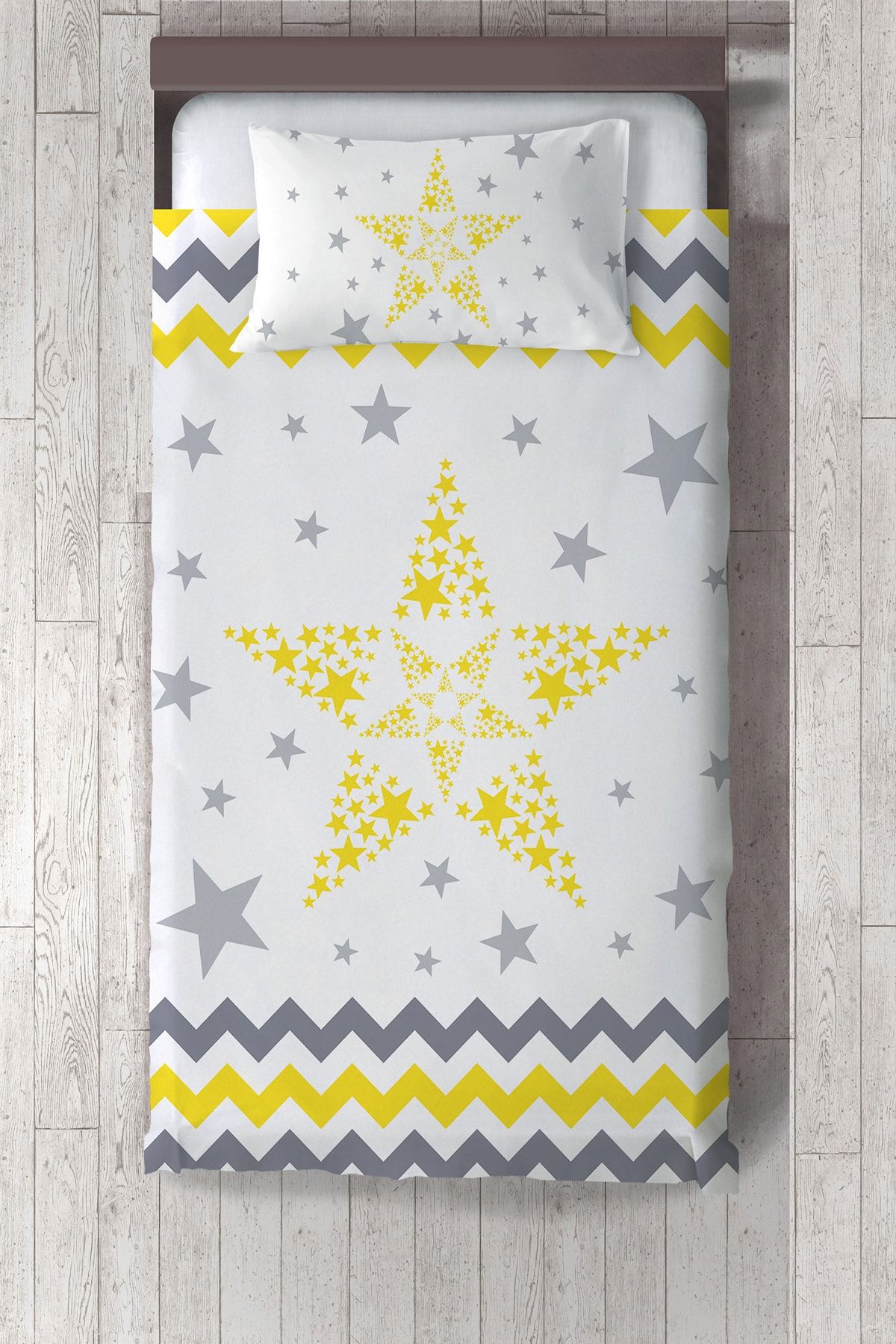 Talia Home  Sarı Yıldız Desenli Yatak Örtüsü TLAY-215