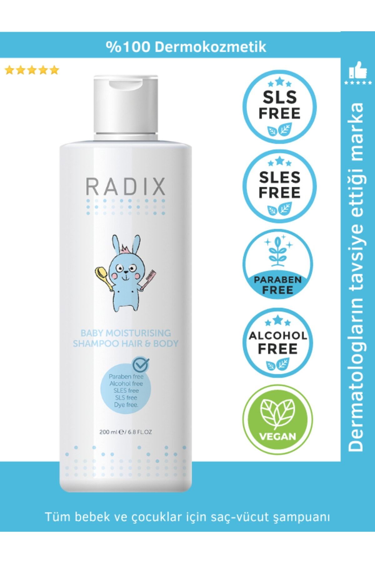 Radix Nemlendirici Bebek Ve Çocuk Şampuanı Saç Ve Vücut - Baby Moisturising Shampoo Hair&body 200 ml