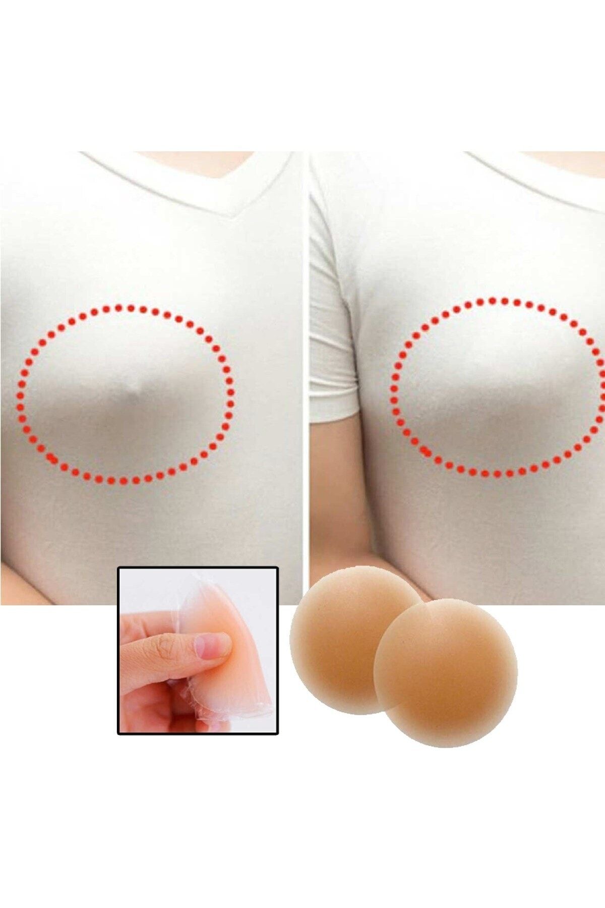 Buffer ® 2'li Silikon Göğüs Ucu Kapatıcı Kolay Kullanılabilir Gizleyici Göğüs Bandı Nipple Pad