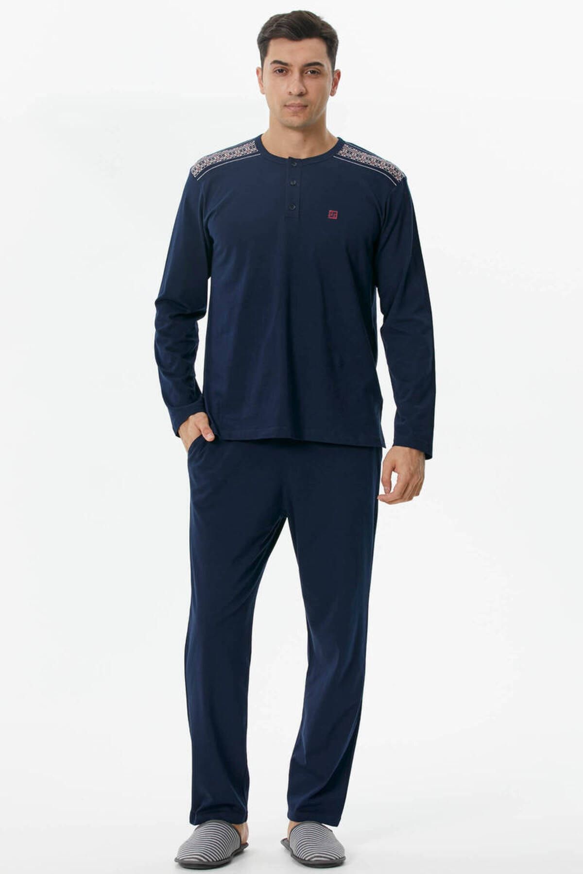 Sementa Örme Detaylı Pijama Takım - Lacivert