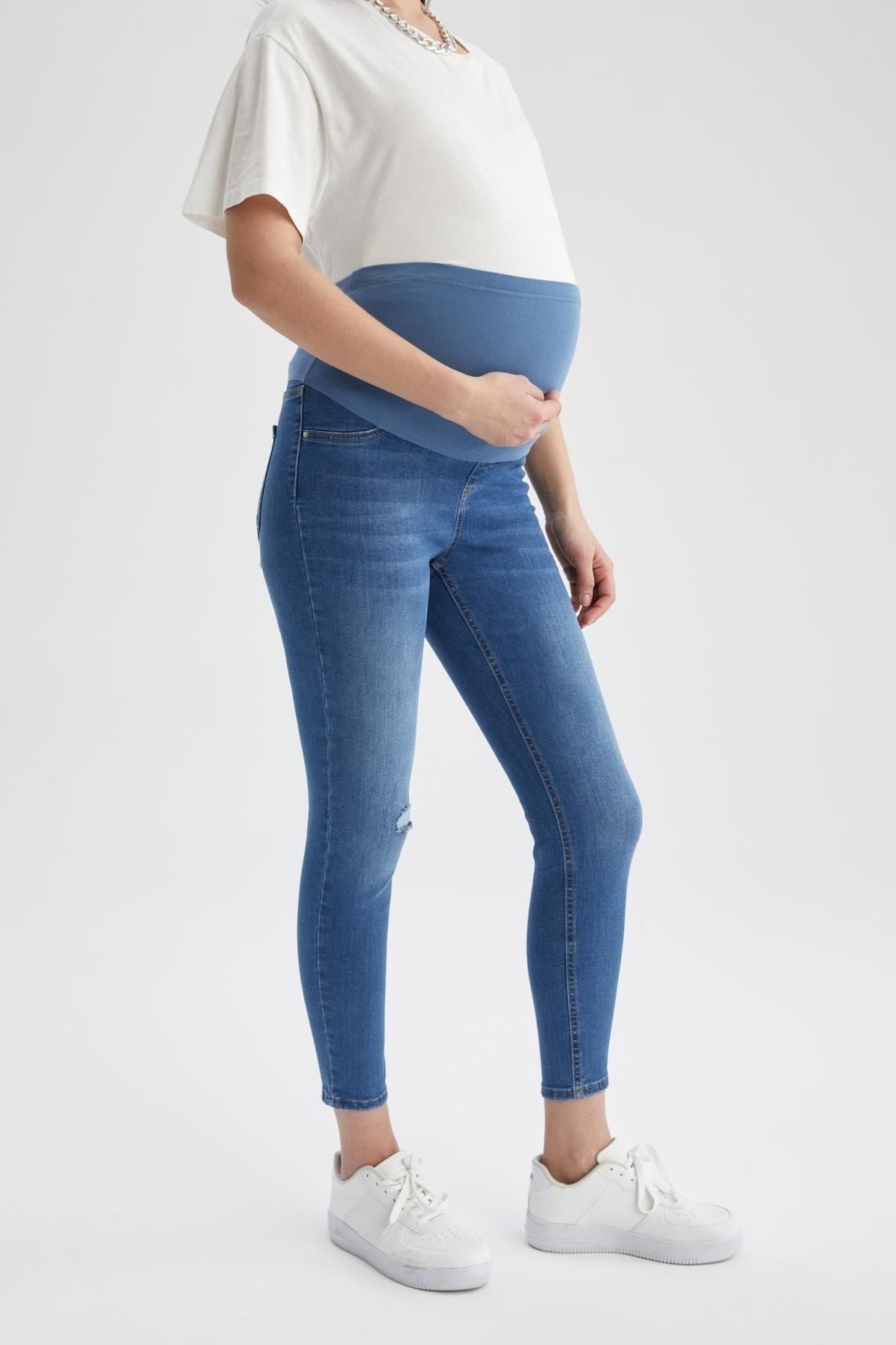 Defacto Skinny Fit Yırtık Detaylı Uzun Hamile Pantolon