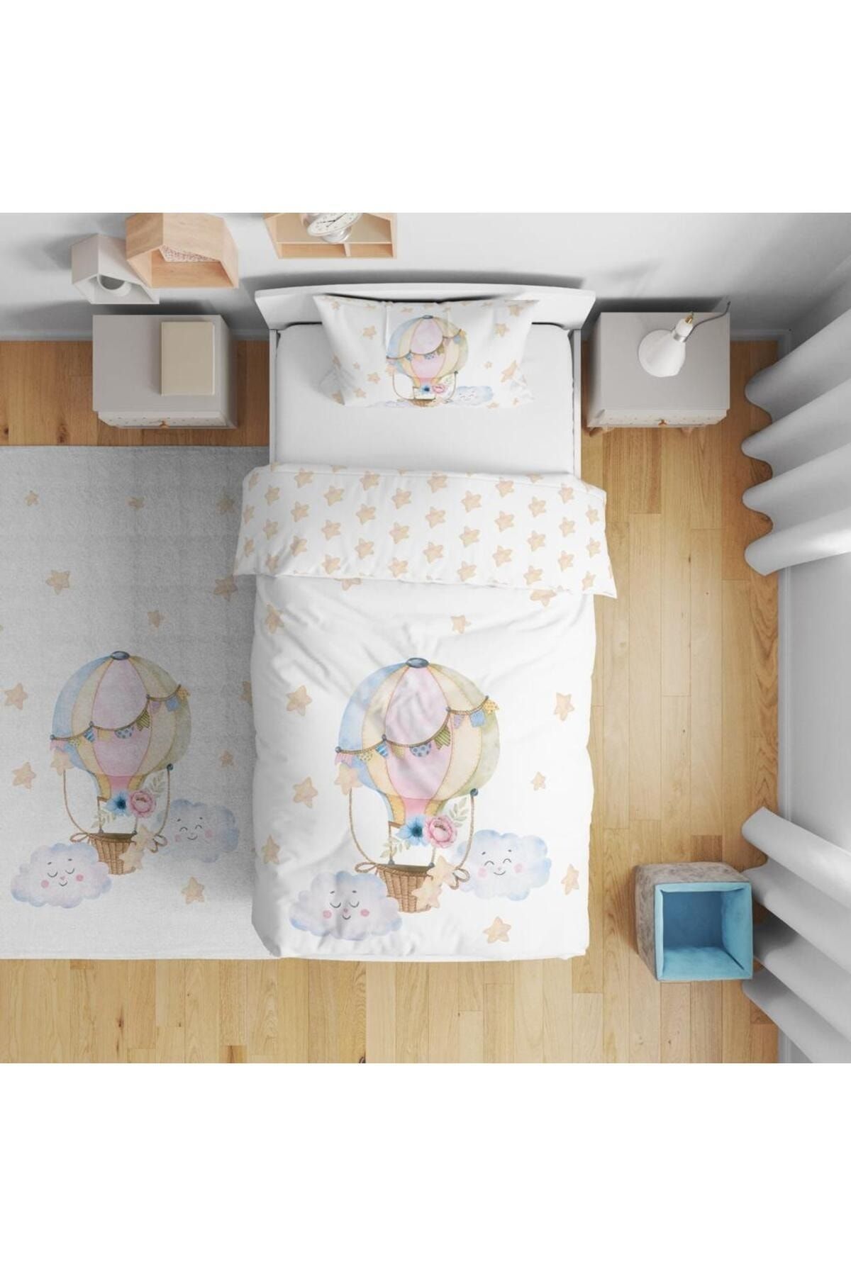 TuGu home baby TuGu HoMe&BaBy Çift Taraflı Dijital Baskılı Pamuklu Micro Saten Çocuk Odası Tek Kişilik Nevresim48
