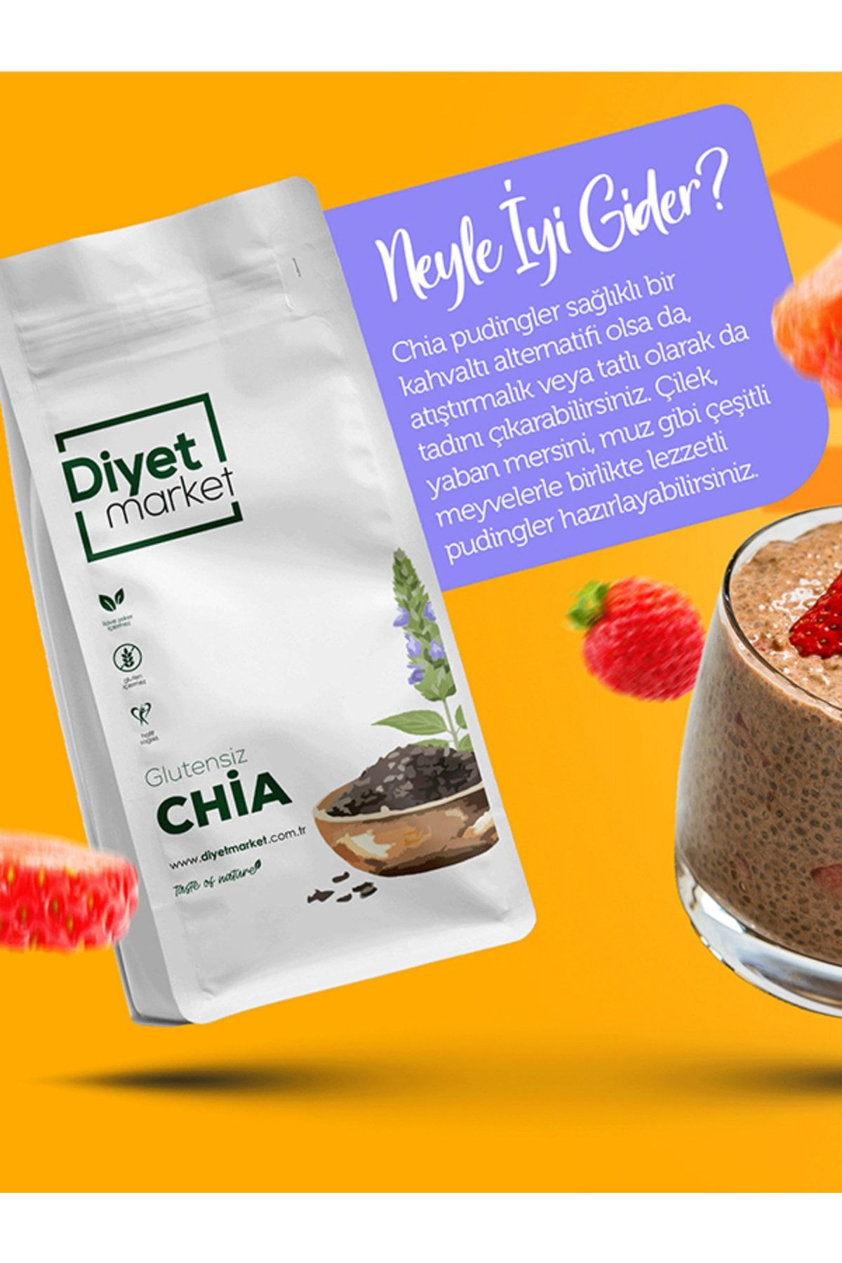 DİYET MARKET Chia Tohumu 500 gr Superfoods Glutensiz Keto Dostu Tam Protein Yüksek Lif Vegan