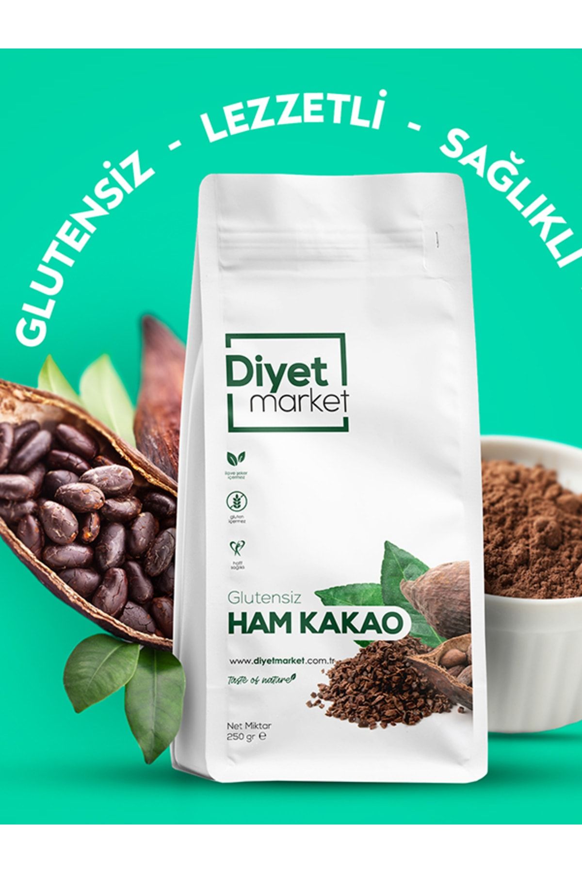 DİYET MARKET Glutensiz Ham Kakao 250gr
