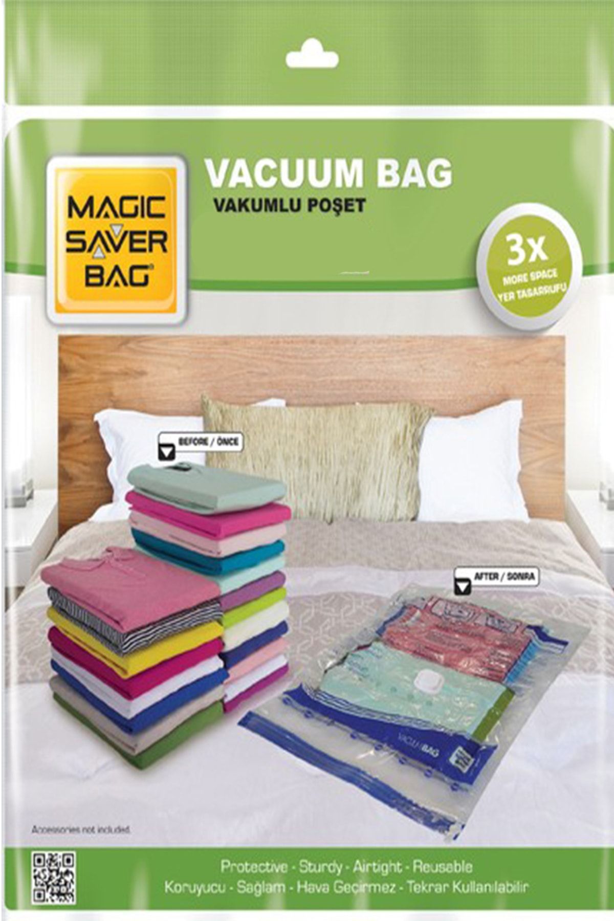 Magic Saver Bag 7'li Vakumlu Hurç-Vakumlu Poşet Seti (2 L + 2 XL + 2 XXL + 1 JUMBO)