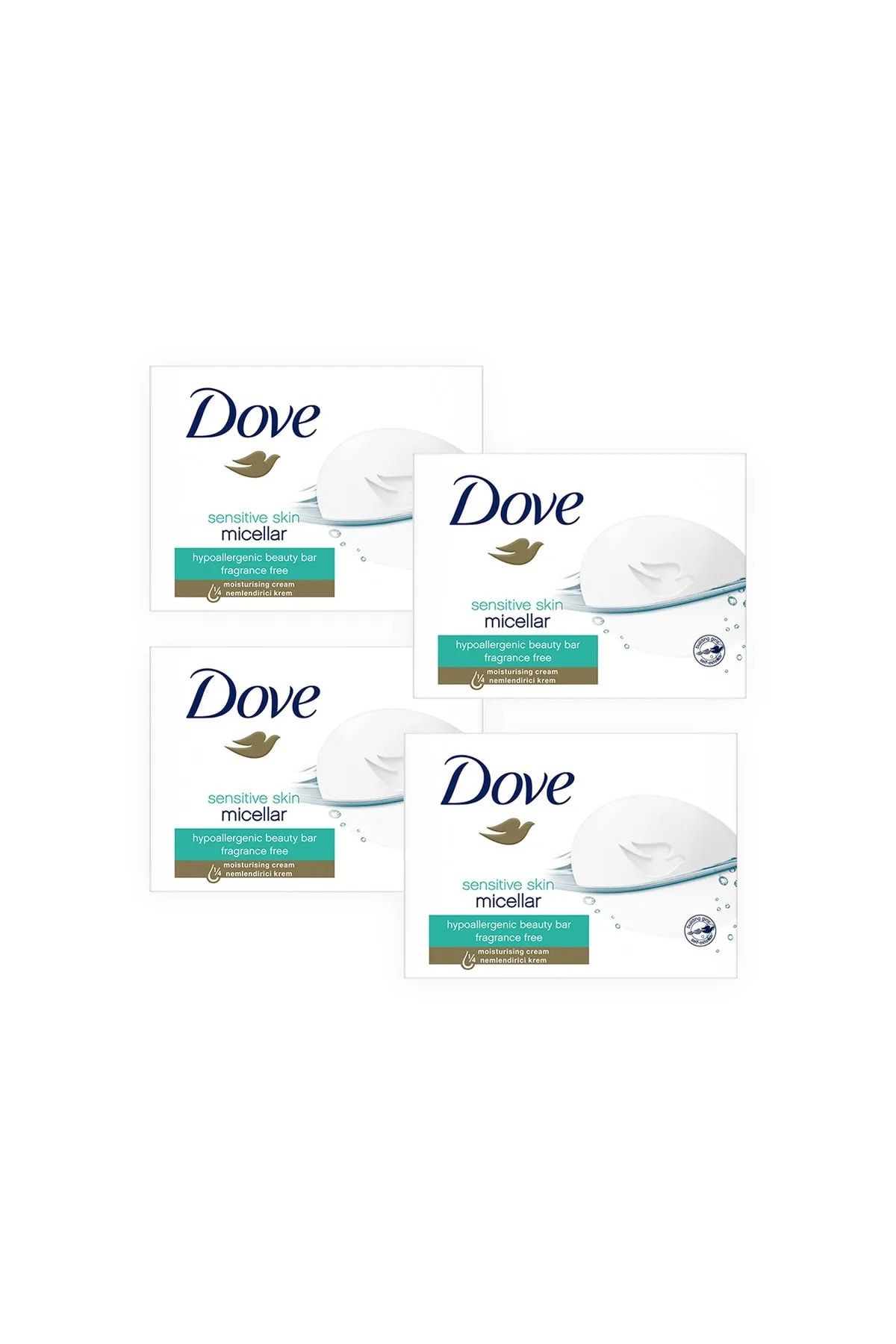 Dove Beauty Cream Bar Katı Güzellik Sabunu Micellar Hassas Ciltler için Nemlendirici Etkili 4 Adet