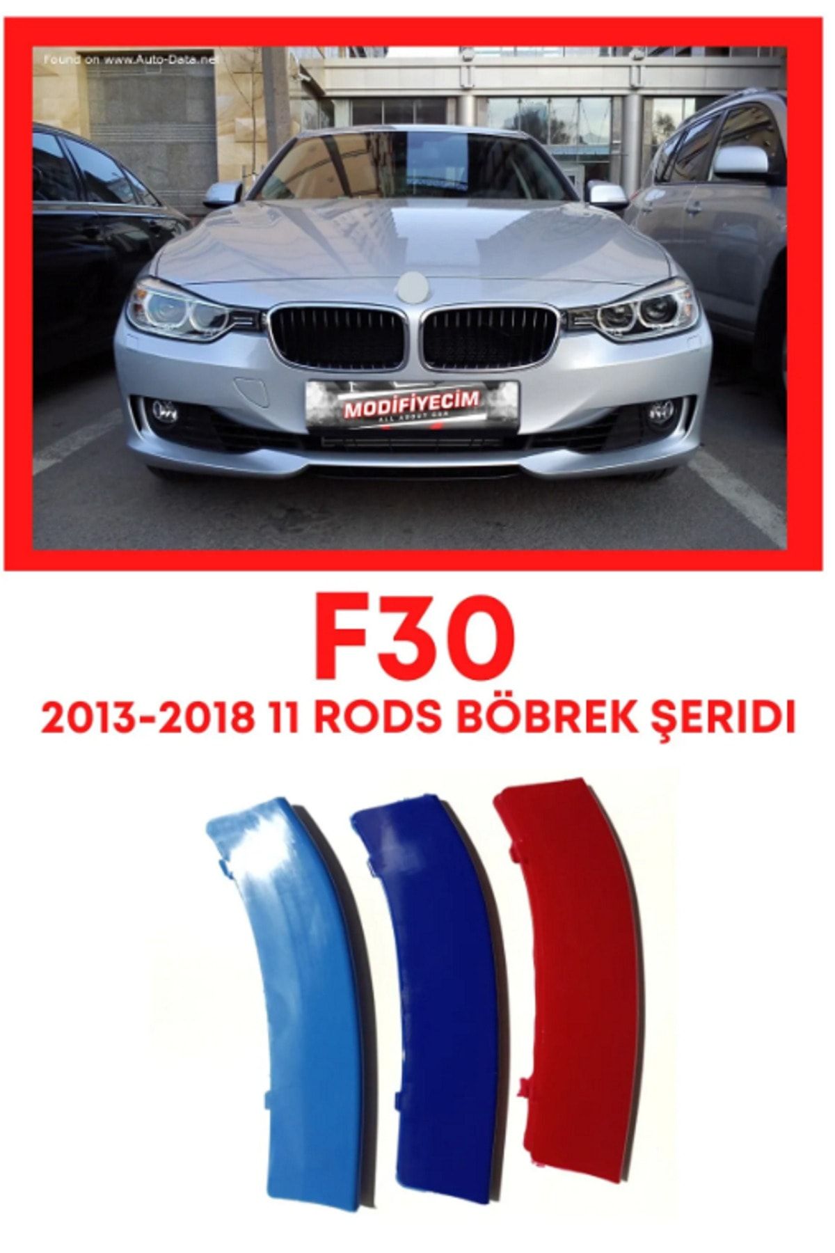 Cartex Bmw F30 3 Serisi 2013 2018 M Uyumlu  Stil Panjur Böbrek Şeridi (11 ŞERİT PANJURA UYUM SAĞLAR)