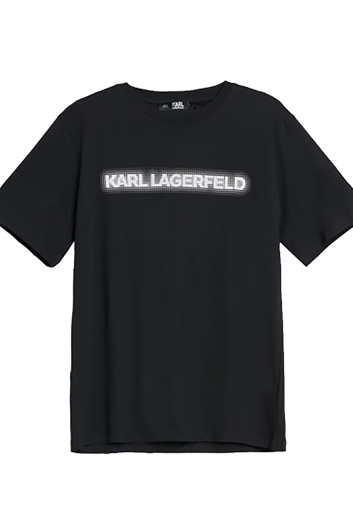 Karl Lagerfeld Bisiklet Yaka Baskılı Siyah Kadın T-Shirt 230W1782