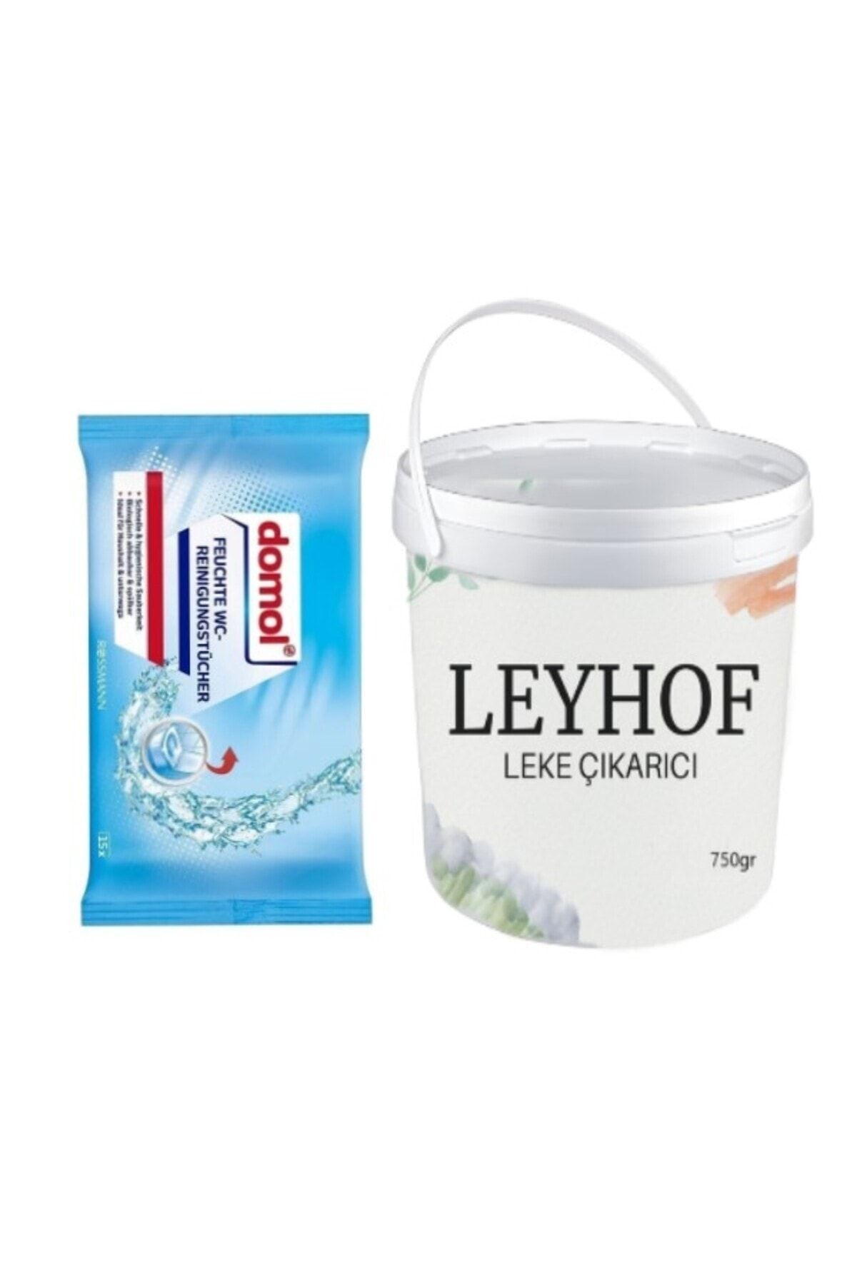 Domol Islak Temizlik Bezi Tuvalet Hijyeni İçin 15 Adet + Leyhof Beyazlar için Leke Çıkarıcı Toz Oxi 750gr