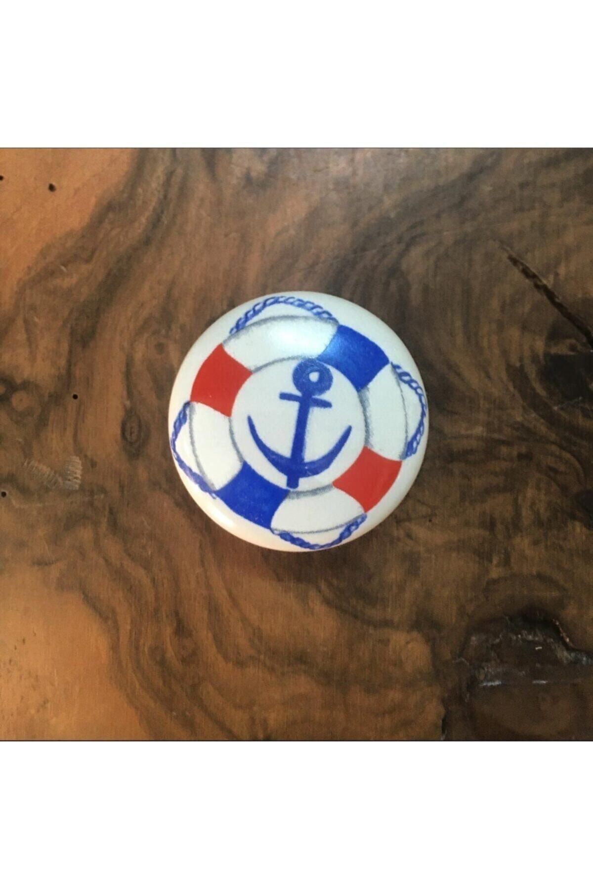 Esal Porselen Düğme Kulp Deniz Çapa (çap Ölçüsü 5cm )