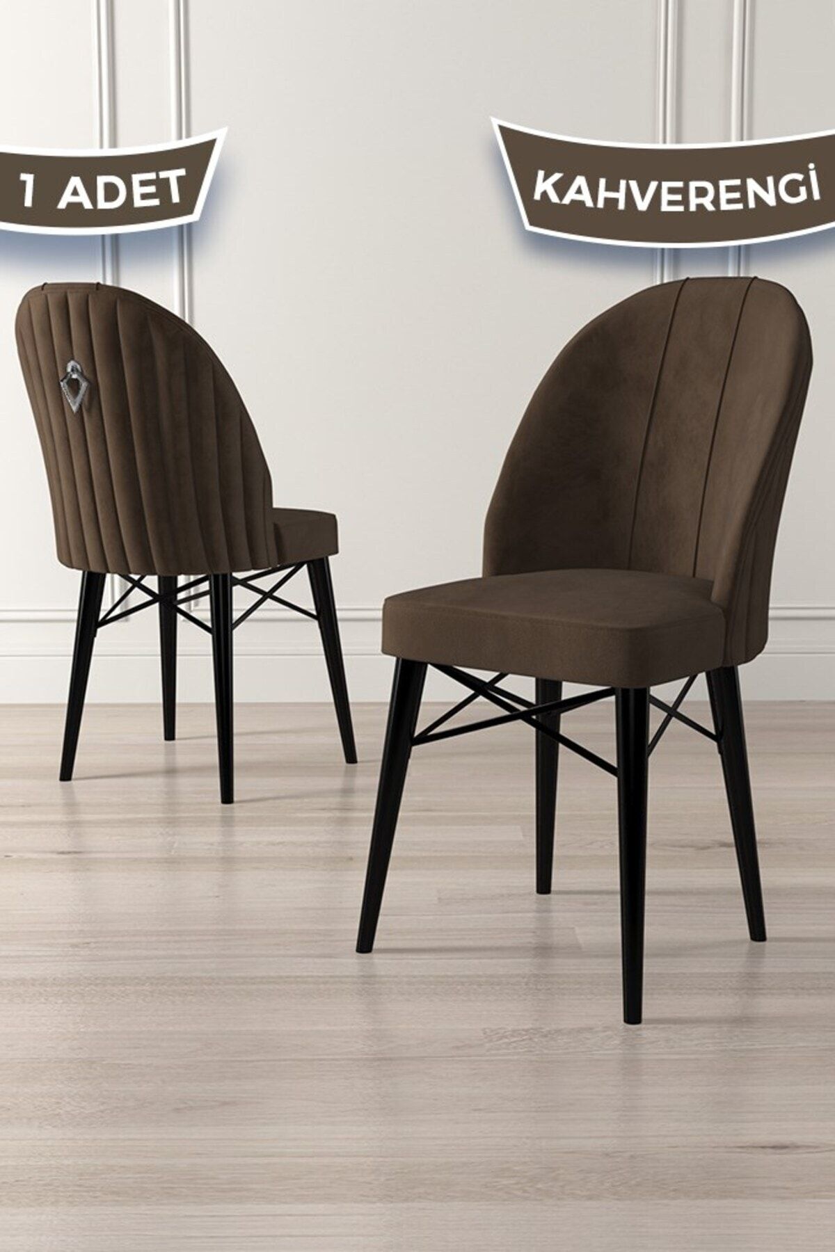 Canisa Concept Ritim Serisi 1 Adet Kahve Sandalye 1.sınıf Babyface Ithal Kumaş Siyah Gürgen Ayak Gümüş Halkalı