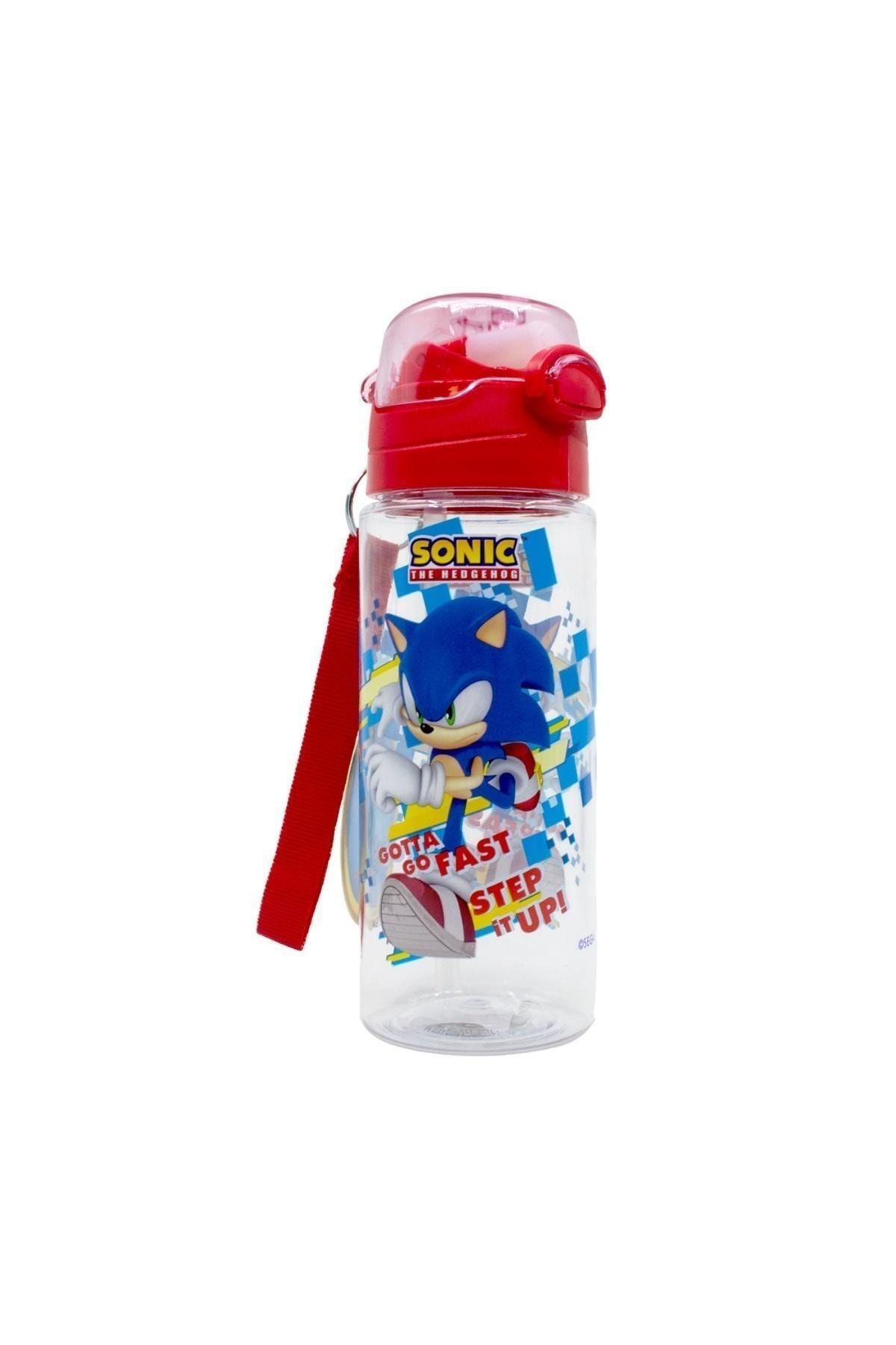 WİGGLE 500ml Sonic the Hedgehog Pipetli Askılı Kilitlenebilir Su Matarası