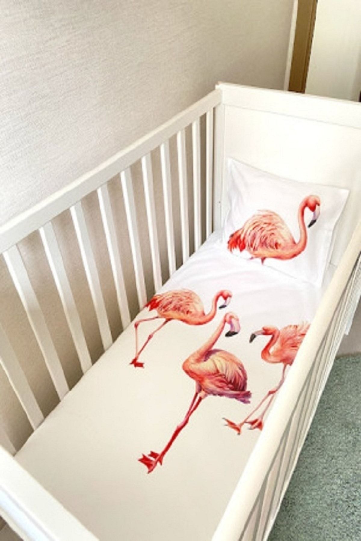 honeybunny Flamingo Organik Pamuk Lastikli Bebek Çarşaf Takımı