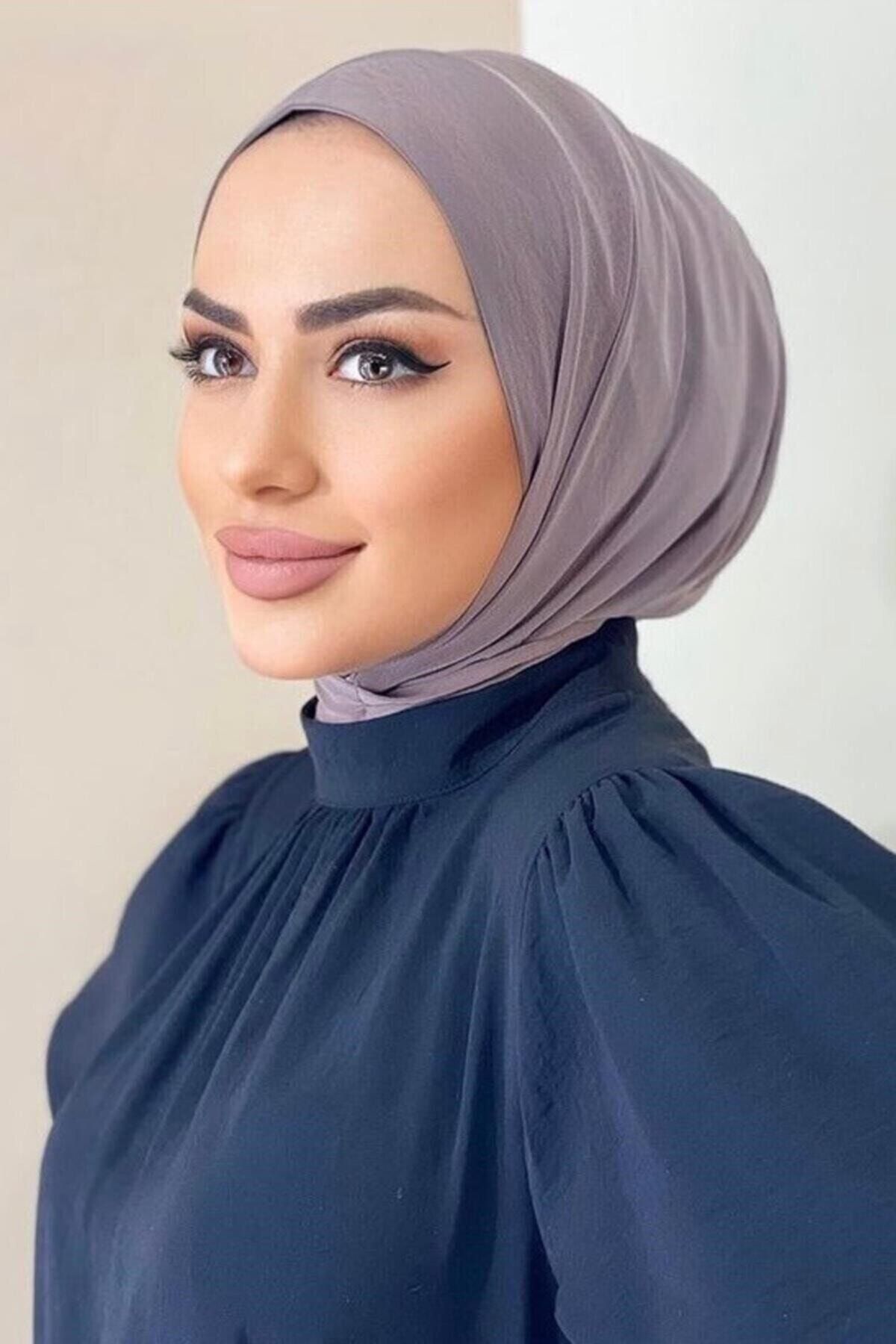 Organic Scarfs Hijabchi Kadın Tesettür Vizon Çıtçıtlı Boyunluk Hijap Bone Model Eşarp Şal