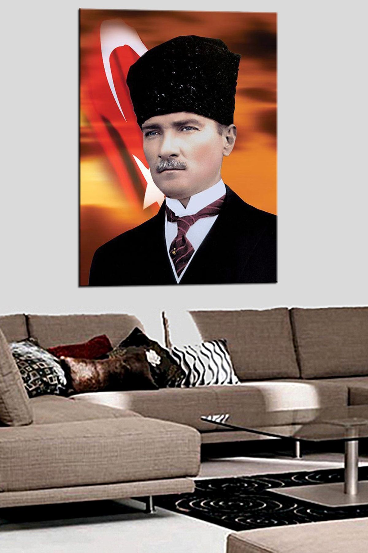Talya Tablo Atatürk Kalpaklı Türk Bayrağı