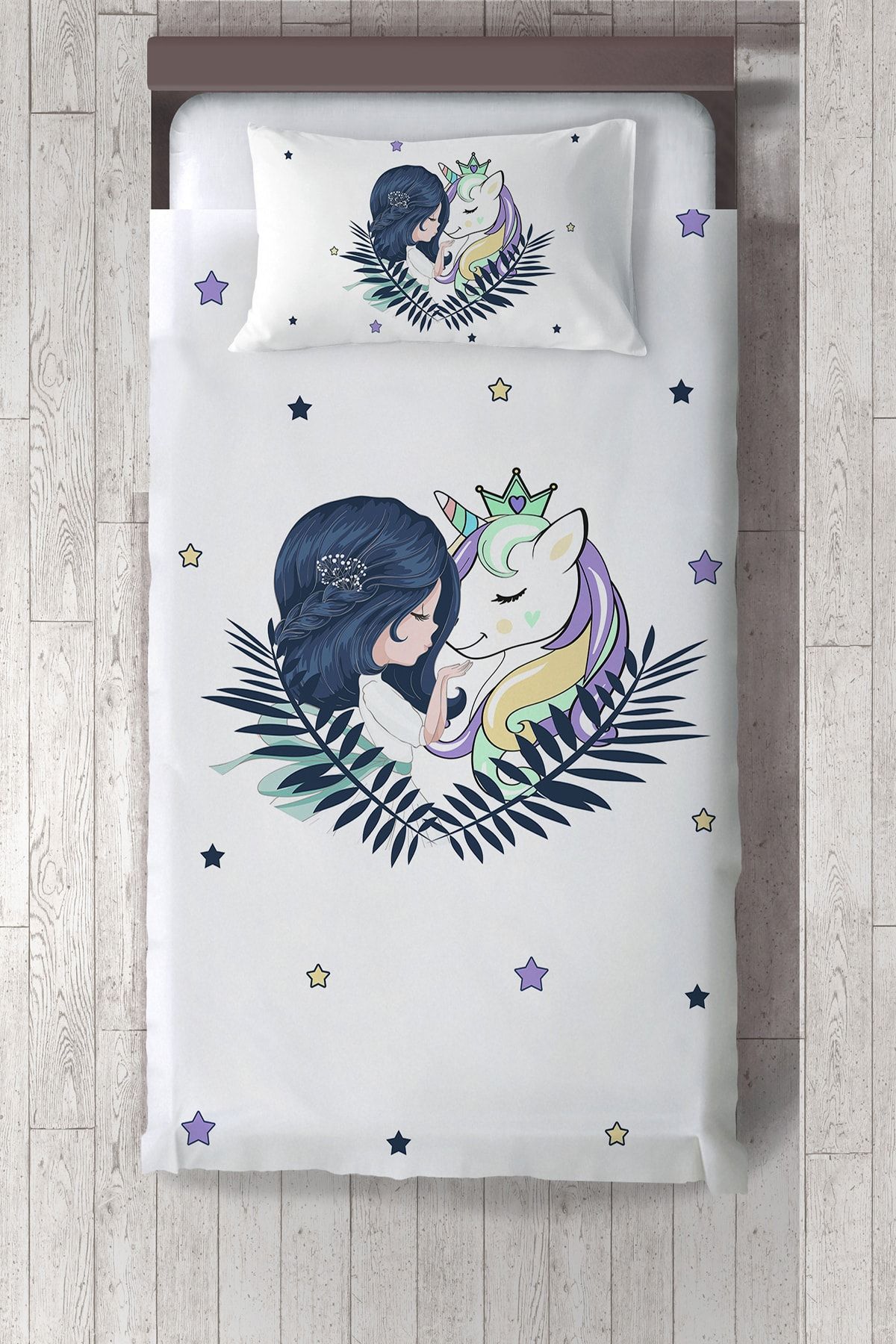 Talia Home  Unicorn Ve Prenses Desenli Yatak Örtüsü TLAY-214