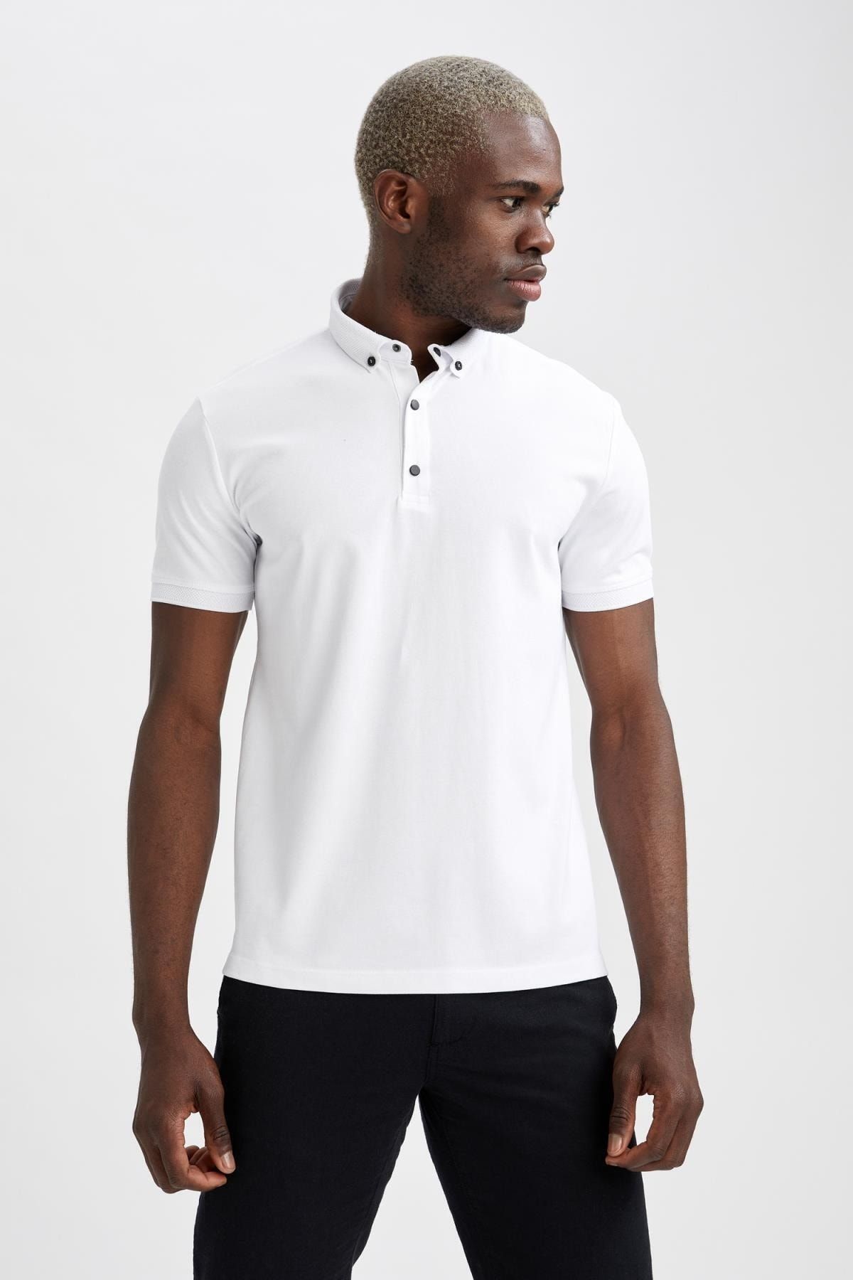 Defacto Slim Fit Polo Yaka Basic Kısa Kollu Pamuklu Penye Tişört