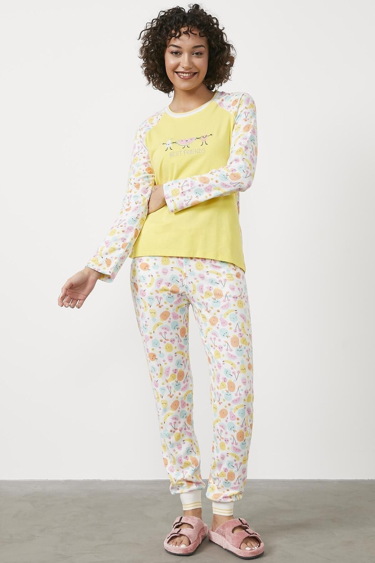 Sementa Desenli Termal Pijama Takım - Sarı