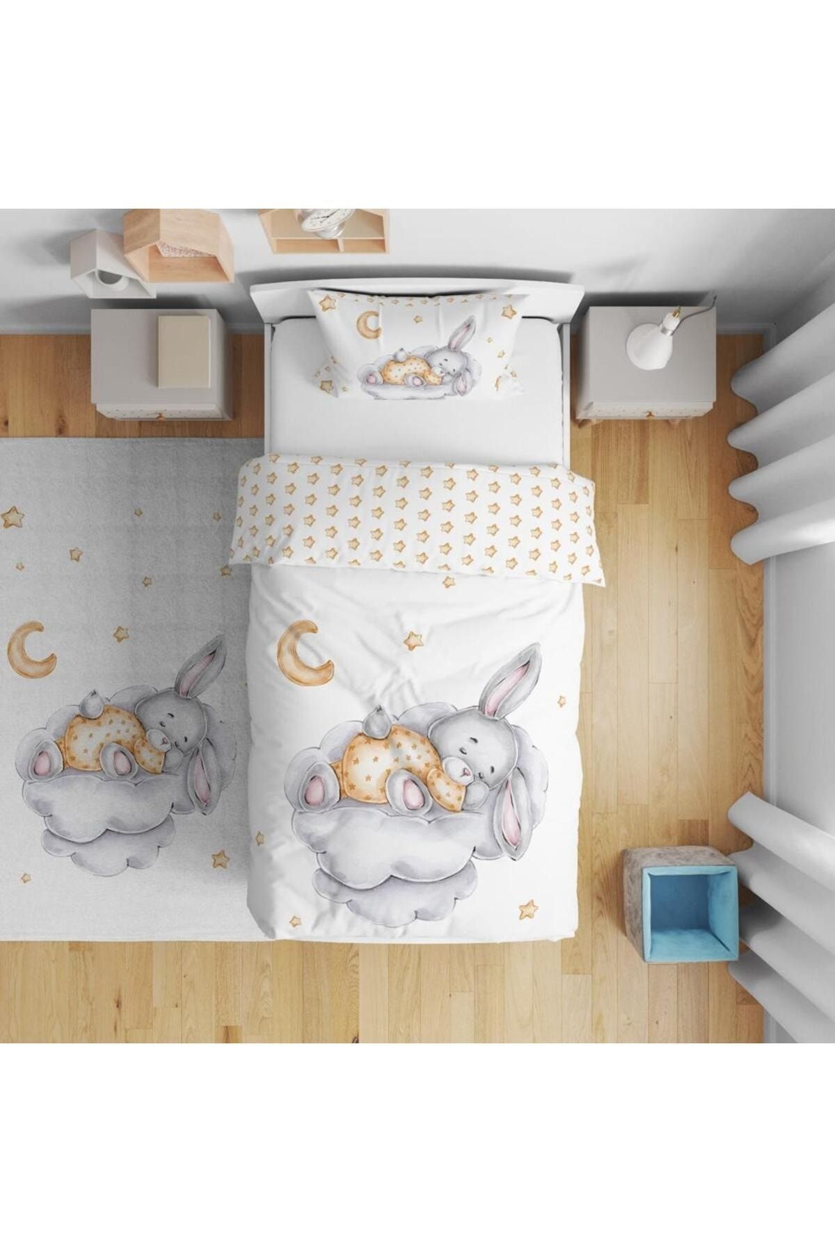 TuGu home baby TuGu HoMe&BaBy Çift Taraflı Dijital Baskılı Pamuklu Micro Saten Çocuk Odası Tek Kişilik Nevresim46