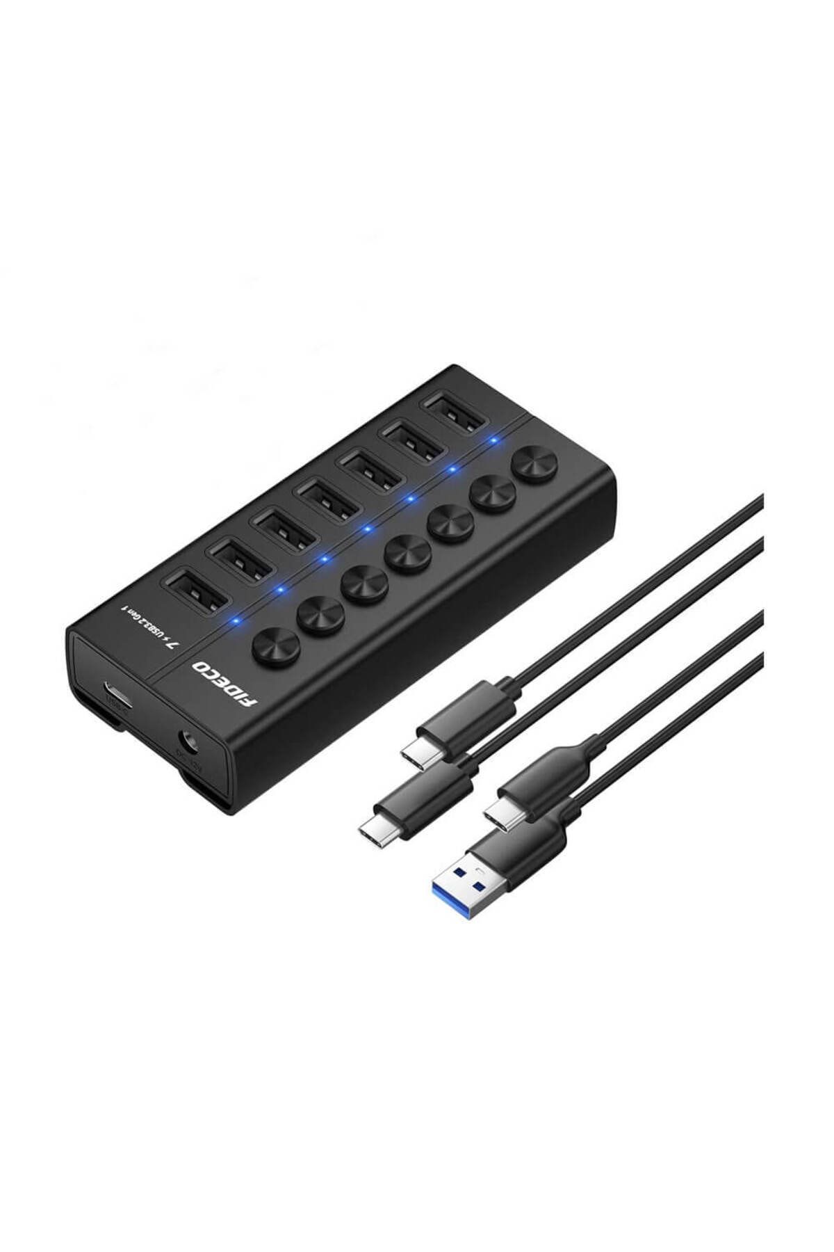 OEM Fideco Hkg07c 7 Port 3.2 Gen 1 Type-c Usb Çoklayıcı Hub On/off Switch Ledli - 12v 3a Adaptörlü