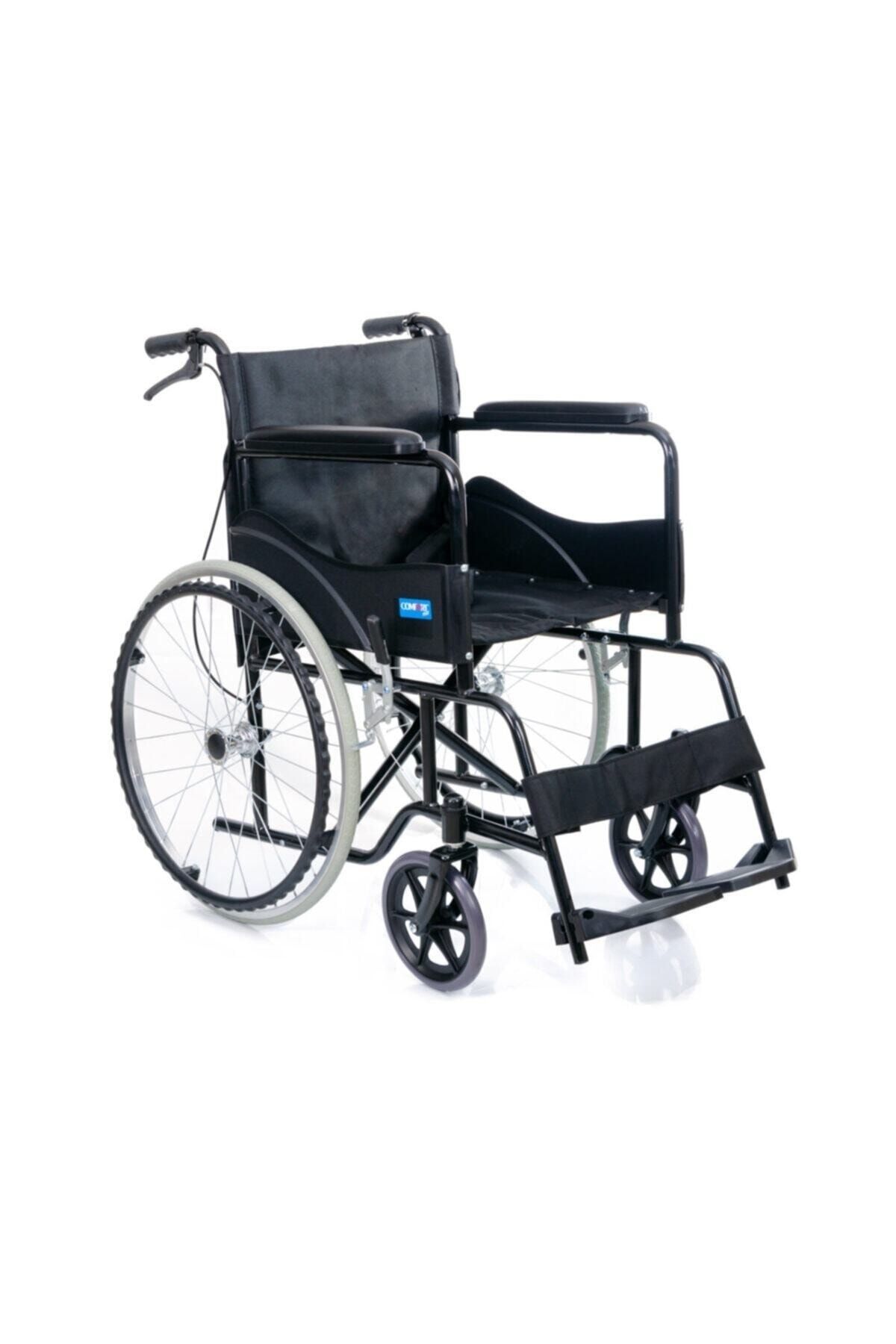 Comfort Plus Siyah Kumaş Standart Transfer Refakatçı Frenli Tekerlekli Sandalye