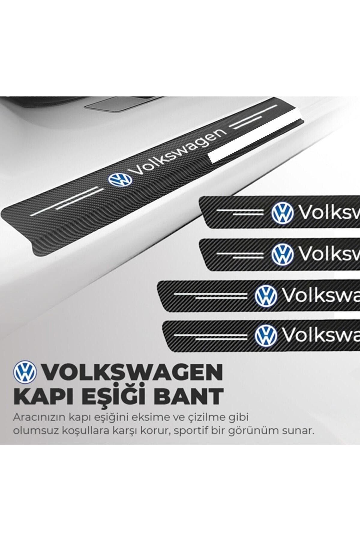 Sm Motors Volkswagen Logolu Karbon Kapı Eşiği Koruyucu Bant Folyo 4'lü Set