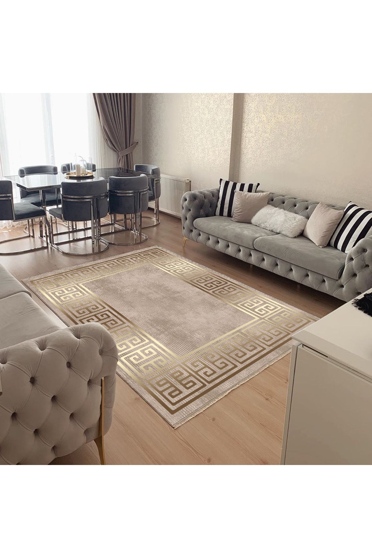 YTR HOME Dijital Baskı Yıkanabilir Kaymaz Taban Dekoratif Salon Mutfak Halısı Yolluk