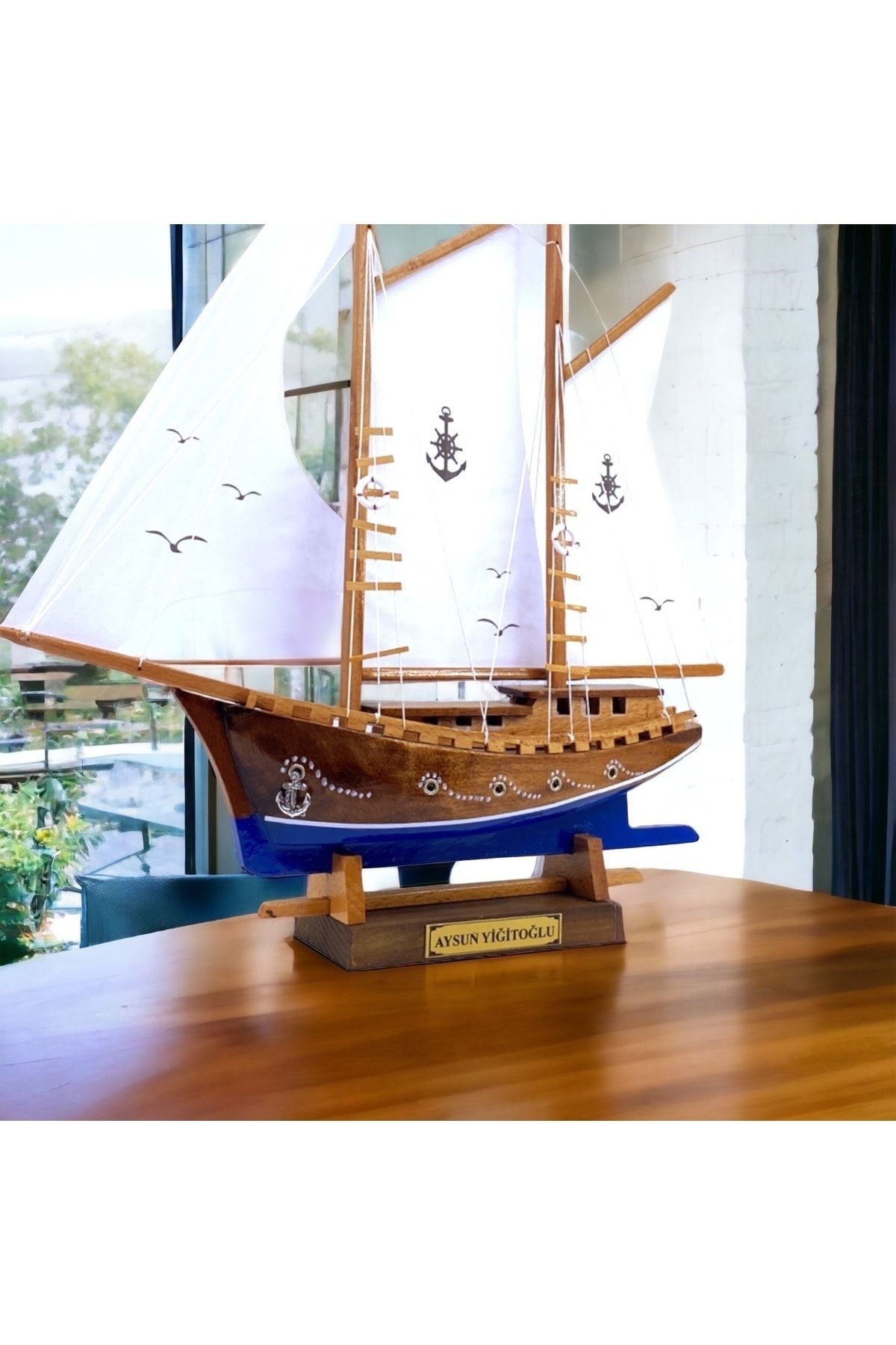 MEGA KANYON Kişiye Özel İsimli Marin Ahşap Gemi Maketi - Büyük Boy - El Yapımı