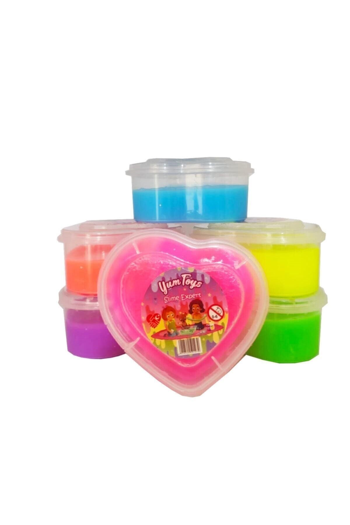 YUM TOYS Slime Oyun Jeli Kalp Kutu Yumtoys Polymer Slime Eğitici Oyun Seti 6'lı Set 170 gr