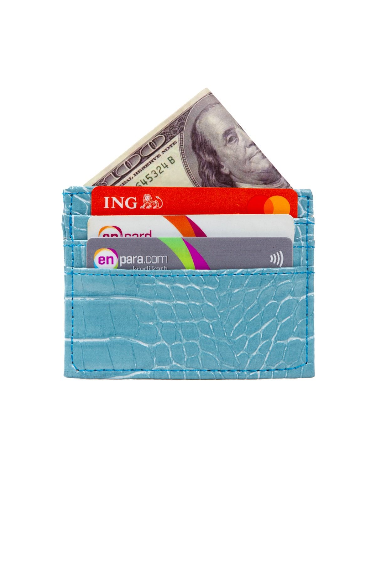 Newish Unisex Ince Deri Pratik Kartlık. Kredi Kartı Bölmeli Slim Kartlık