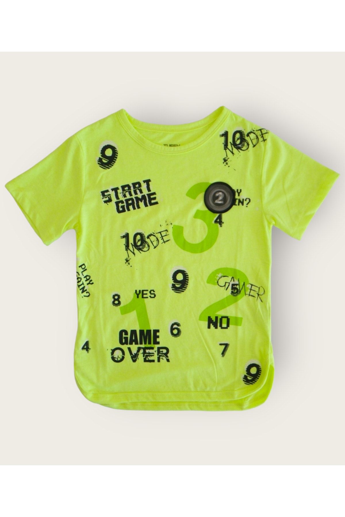Tuffy Kids neon yeşili süprem kumaş erkek çocuk t-shirt