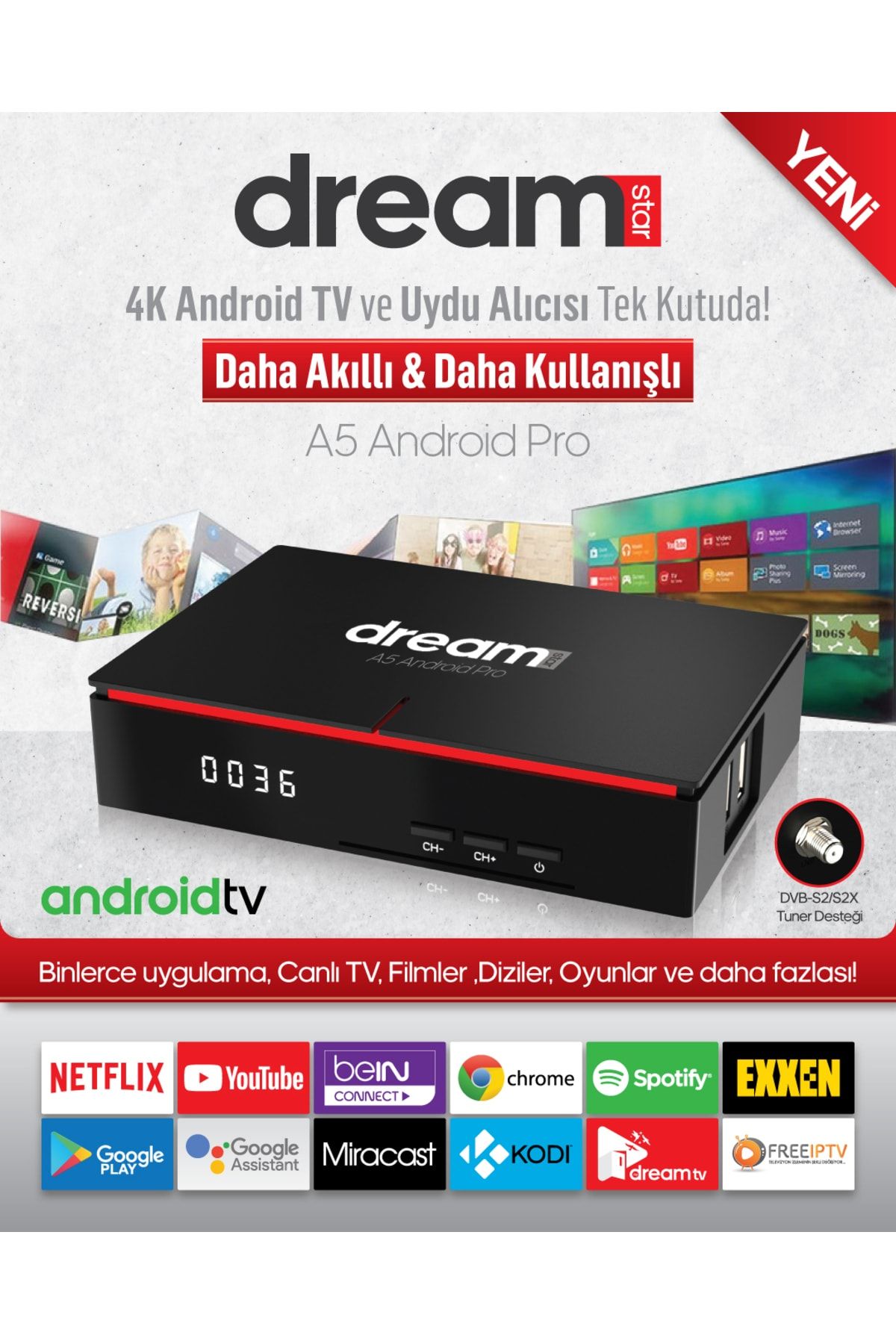 Dreamstar A5 Pro Android Tv Ve Uydu Alıcısı 2023