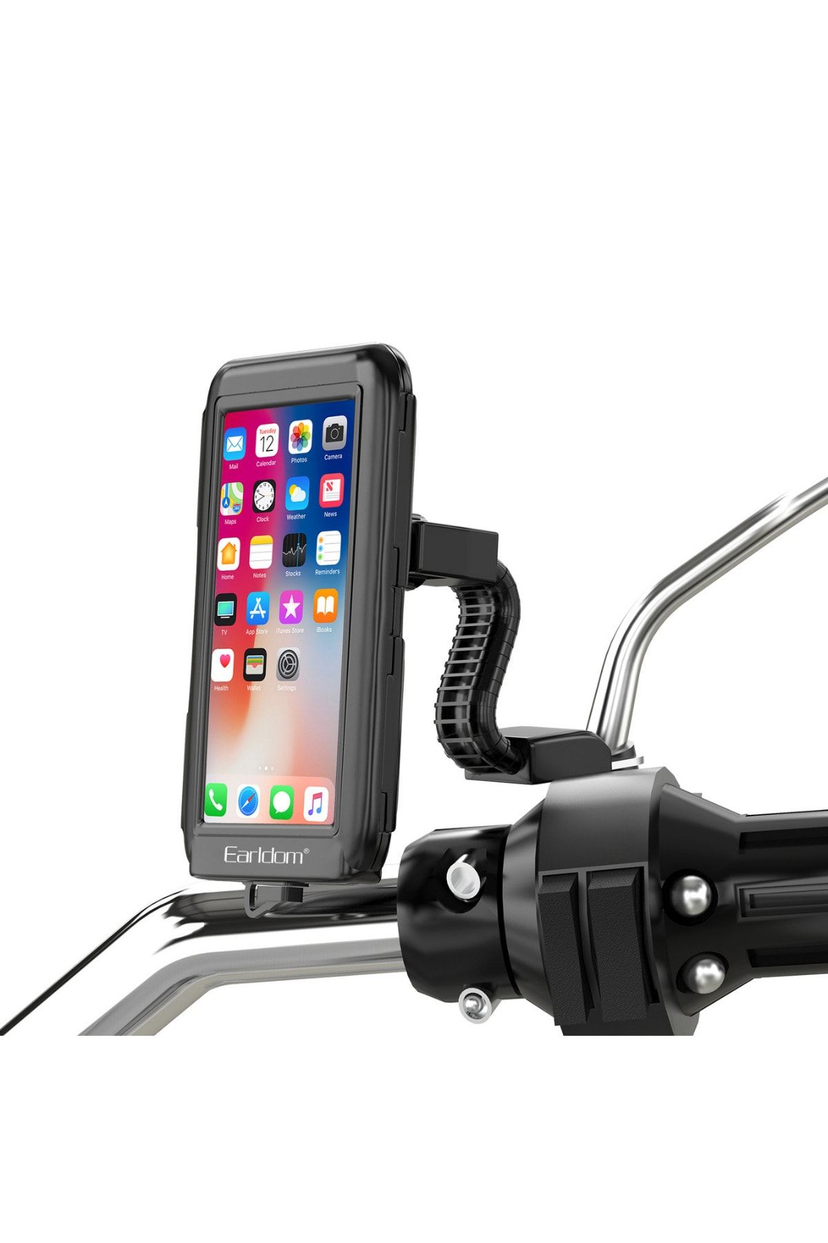 Fuchsia Motosiklet Gidon ve Bisiklet Aynasına Takılan Fuchsia Siyah Telefon Tutucusu