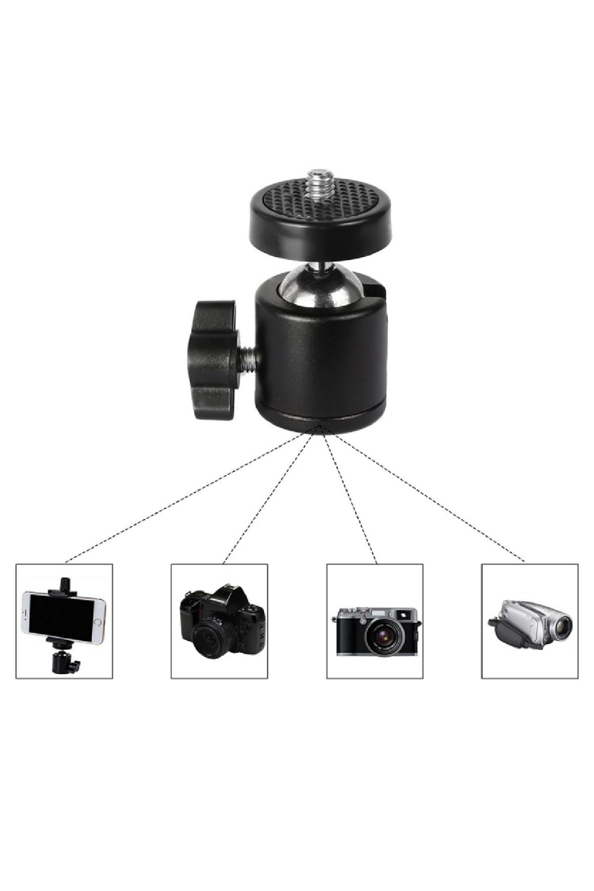 Wlue Tripod Slr Projeksiyon Kamera Ve Ring Light Için 360 Derece Dönebilen Metal Oynar Başlık