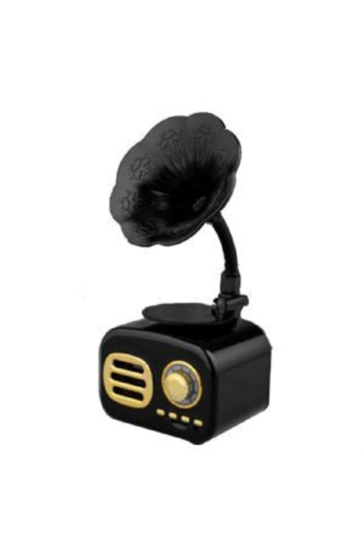 Genel Markalar Siyah Nostaljik Gramofon Taşınabilir Bluetooth Ses Bombası Hoparlör Mini Radyo Müzik Çalar Kutusu