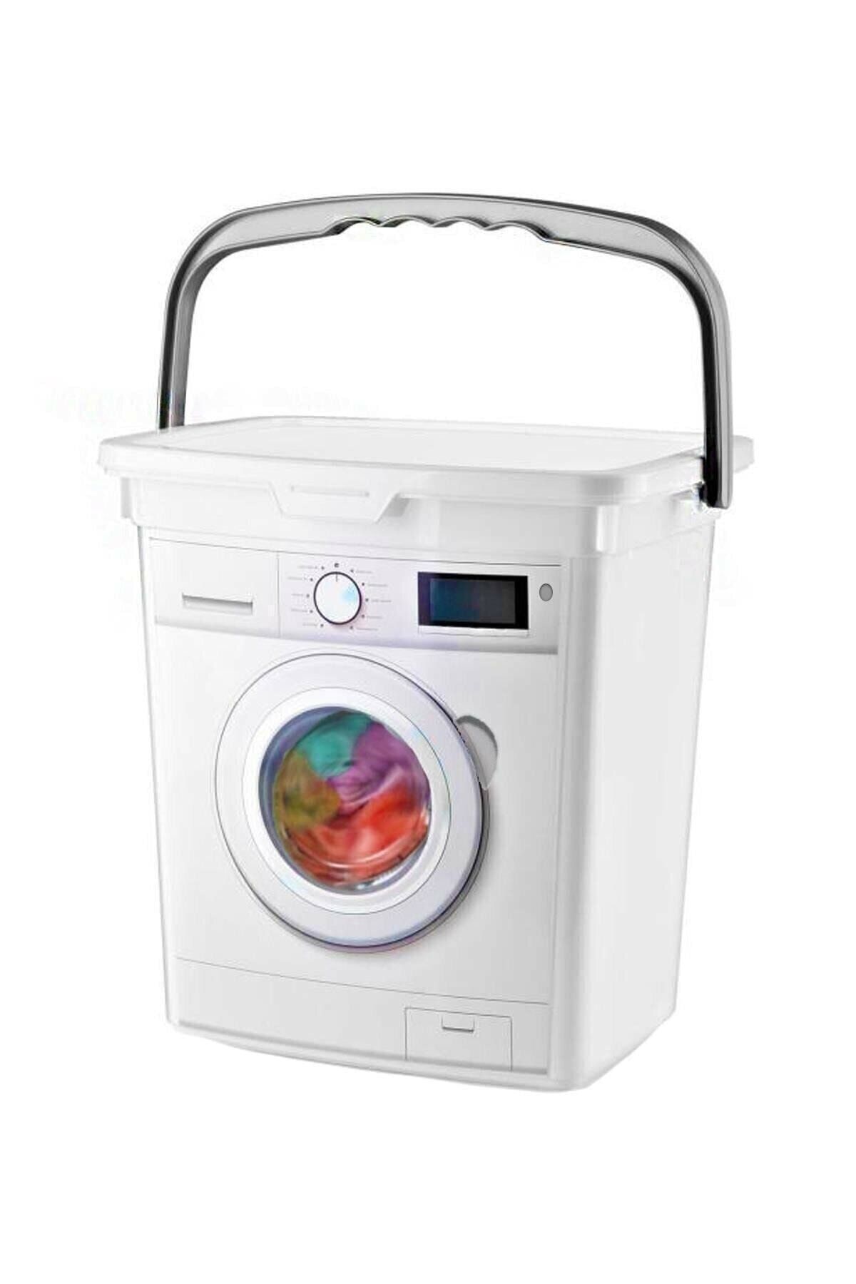 GİLLİ STORE Çamaşır Makinesi Görünümlü Kapaklı Deterjanlık Taşınabilir Deterjan Saklama Kutusu 6 Lt.