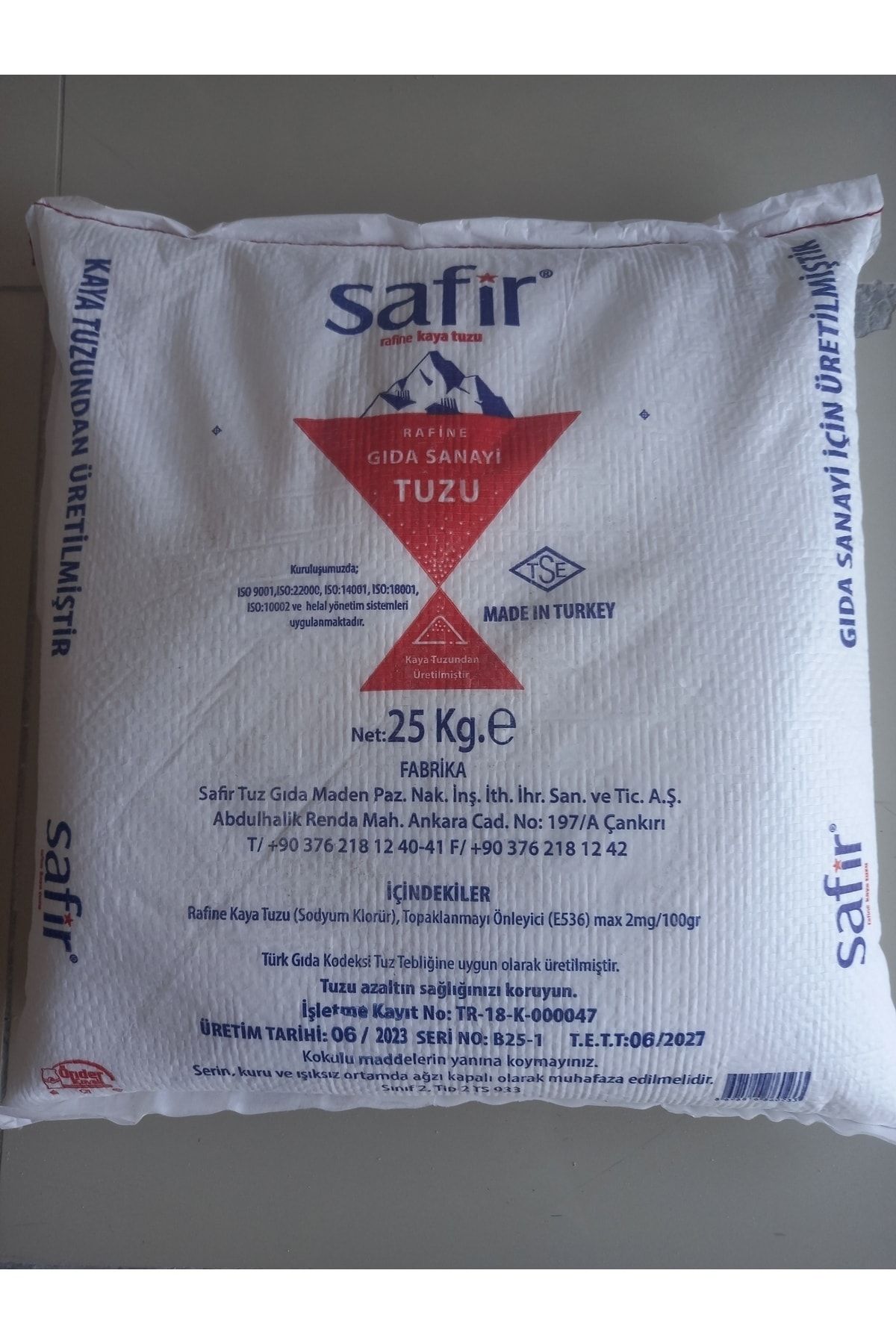 SafirTuz Safir 25 kg çankırı kaya tuzu