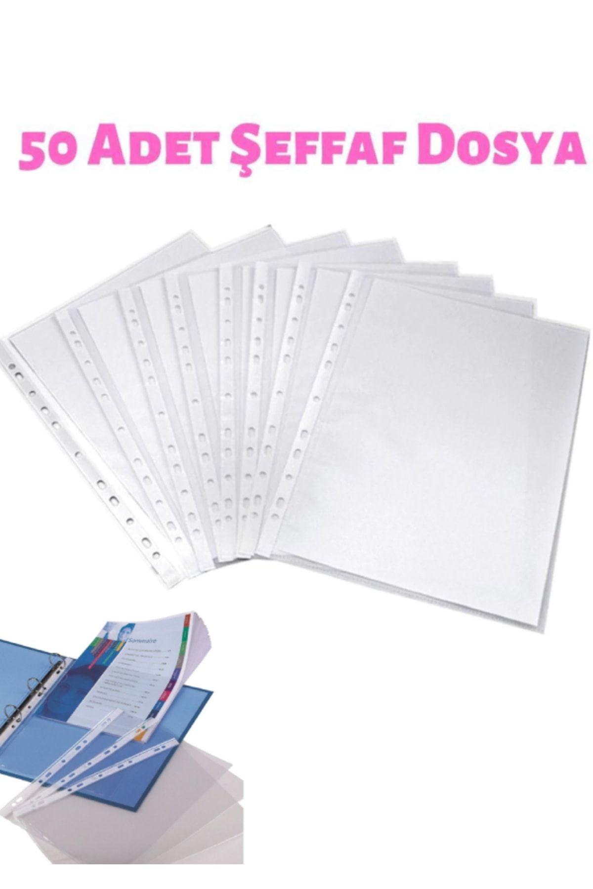 nistabolje 50 Adet A4 Şeffaf Dosya Föy Poşet Dosya