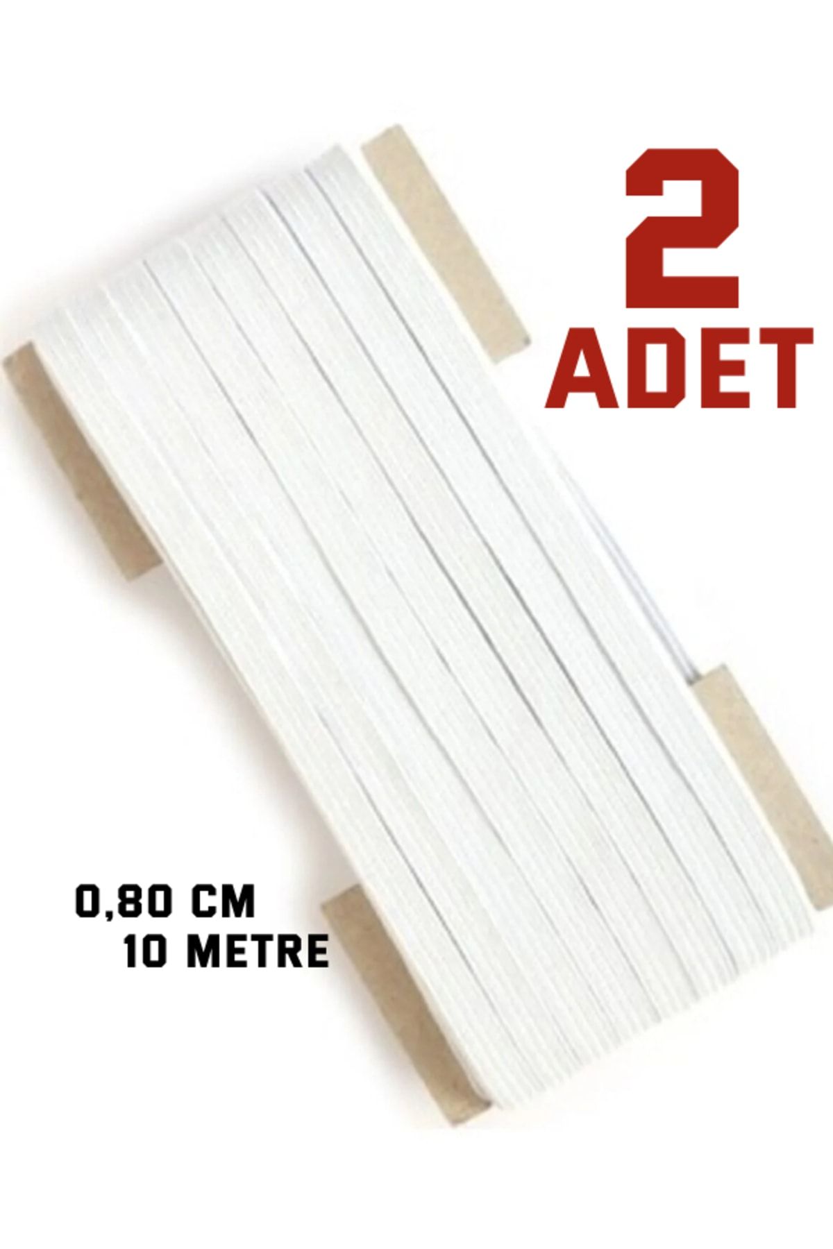 nistabolje Beyaz Bel Lastiği 0.80 Cm 2 Adet(20 METRE)yassı Lastik Paça Don Lastiği