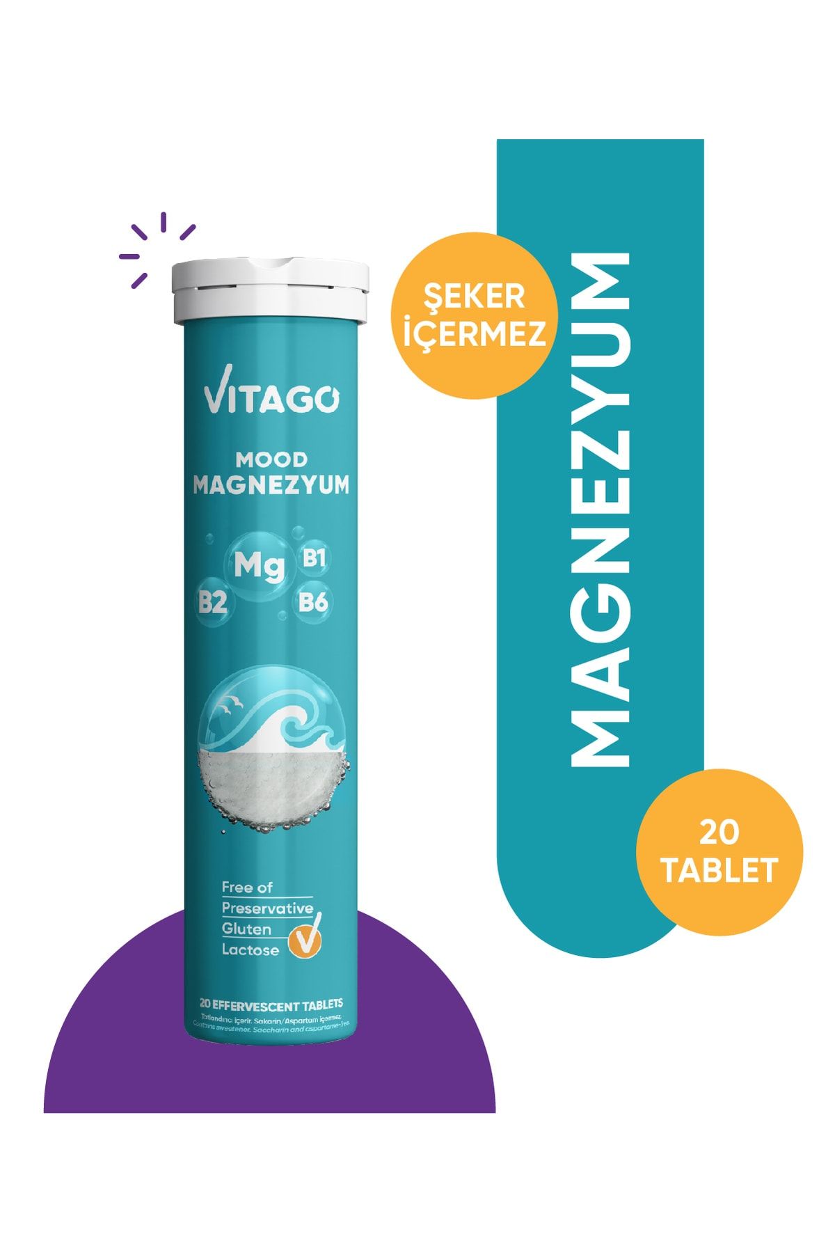 Vitago 20li Mood Magnezyum , Vitamin B1, Vitamin B2 Ve Vitamin B6 Içeren Efervesan Tablet Takviye Ed