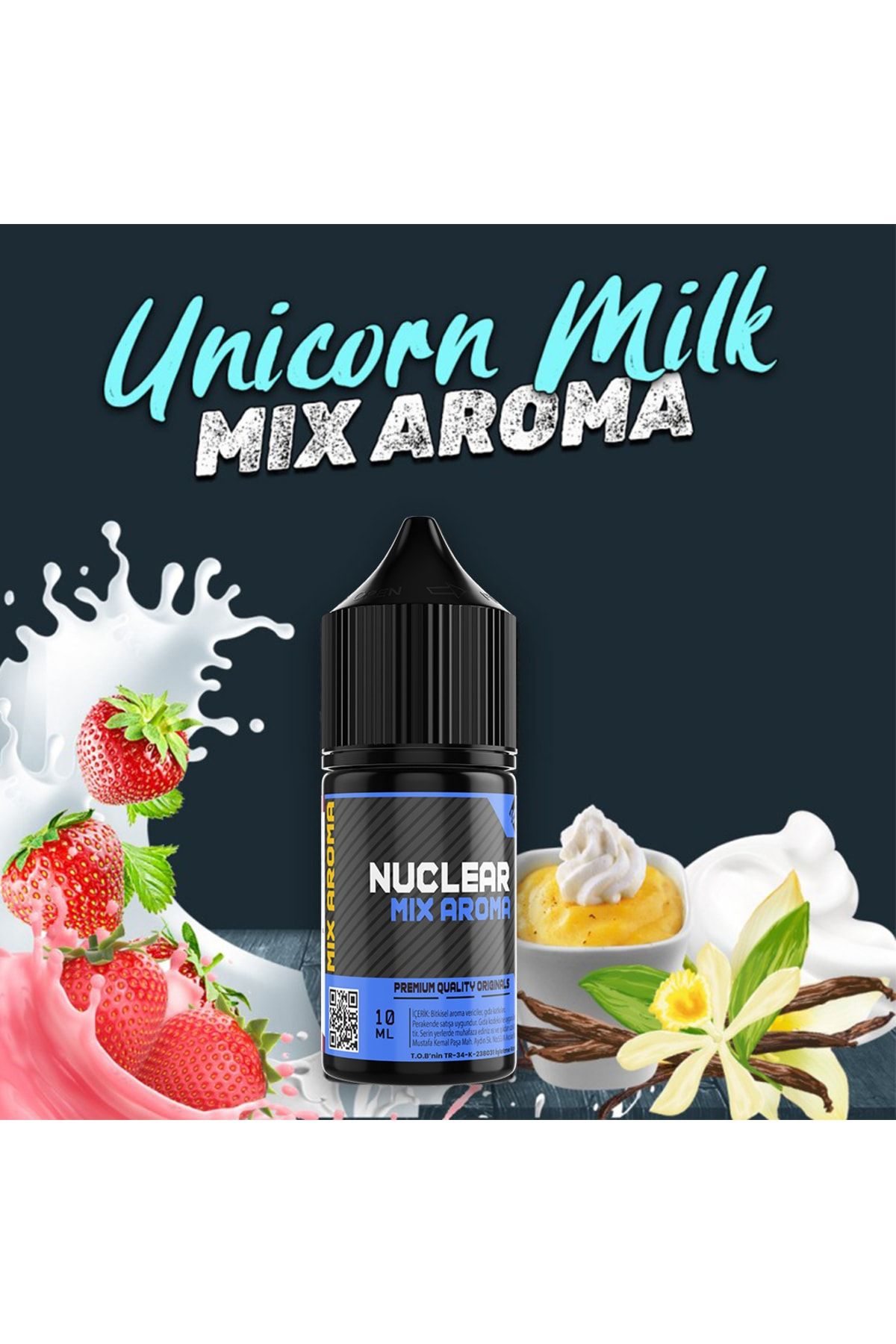 Nuclear Cuttwood Unicorn Milk 10 ml Mix Aroma Çilek Kek Vanilya