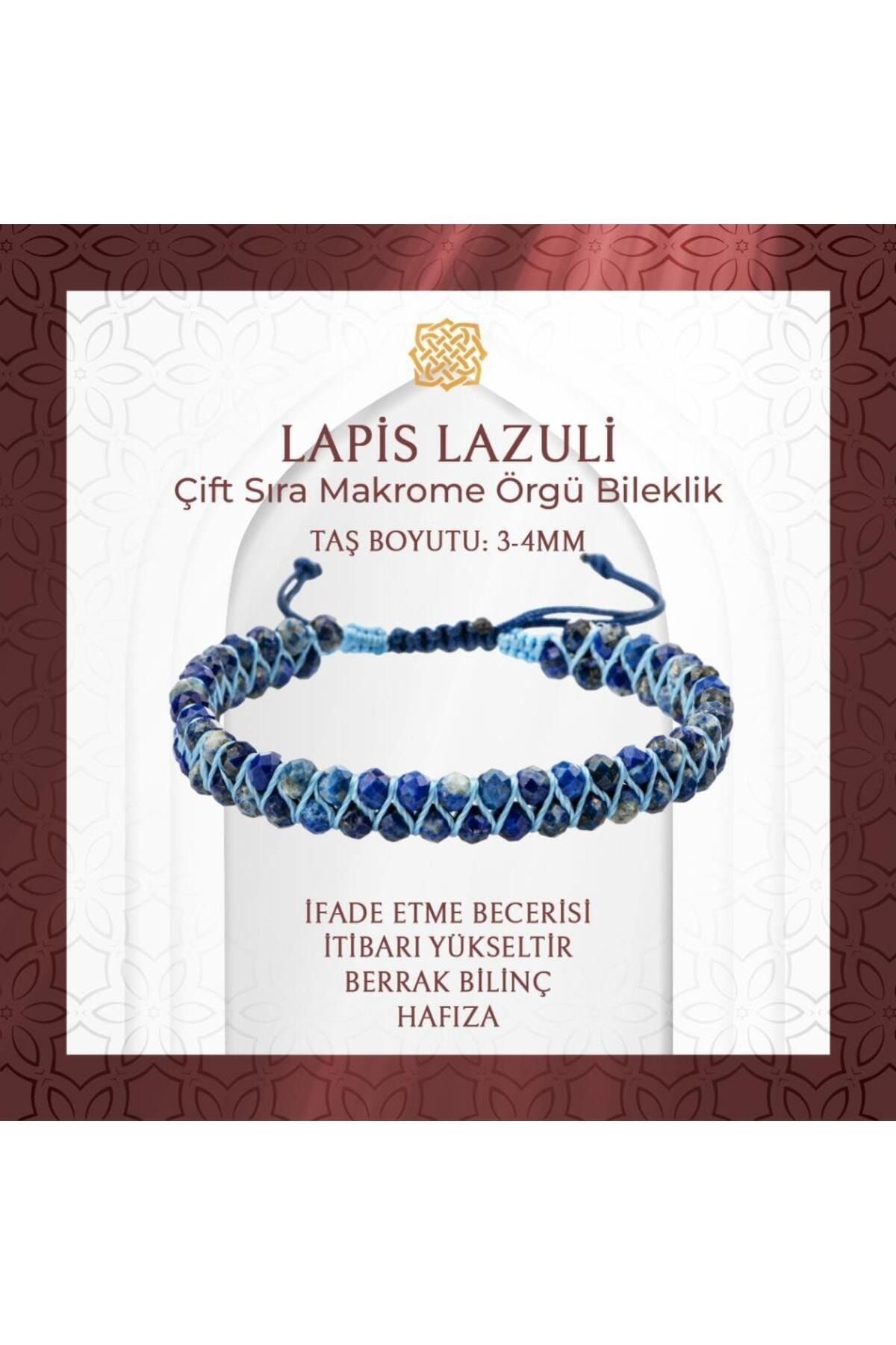Saff Doğal Taş Lapis Lazuli 3-4mm Çift Sıra Doğal Taş Bileklik - 20-21cm